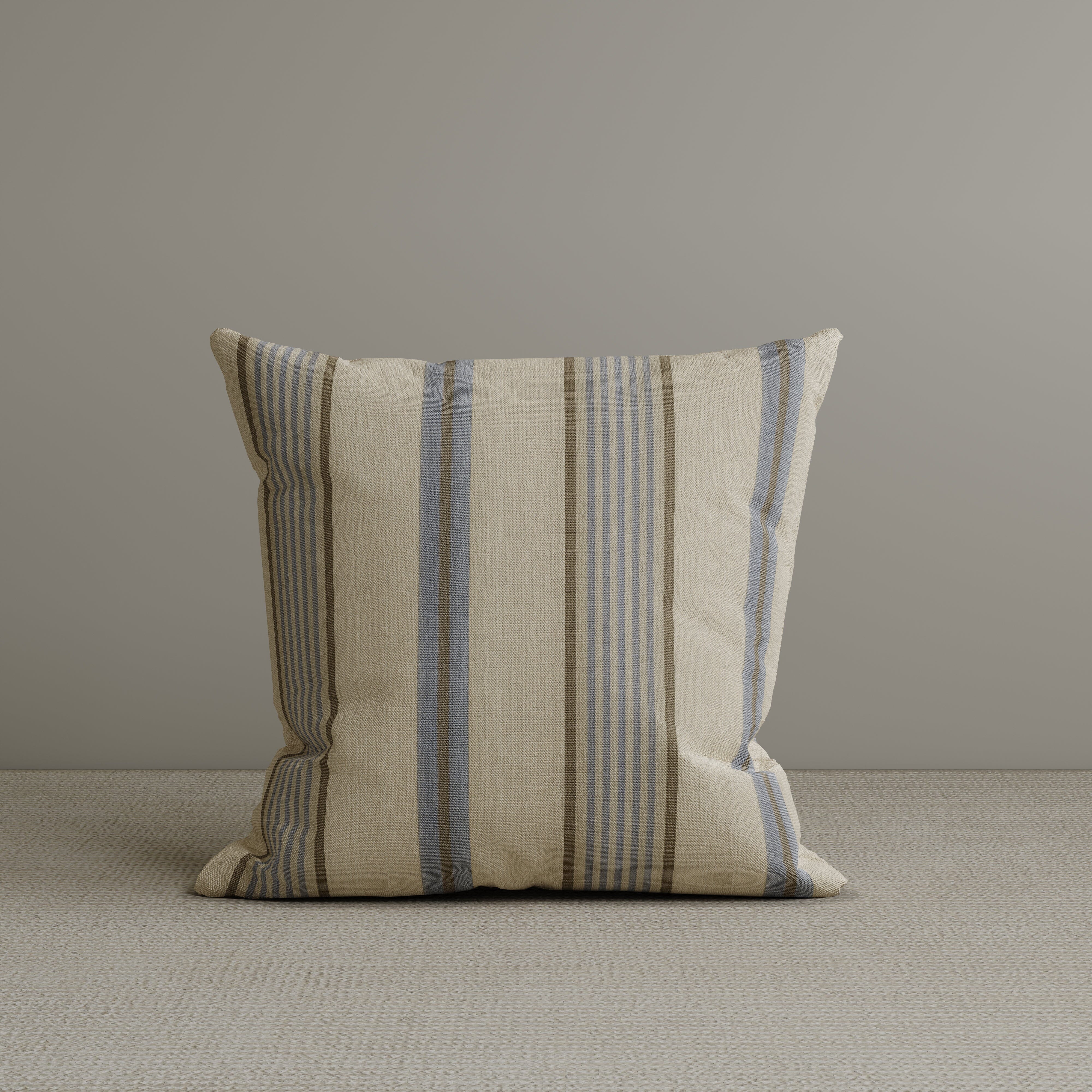 Cottonfy Square Exclusive Design Cushion in Sky Blue Striped Cotton Linen, 45*45CM Living and Home 