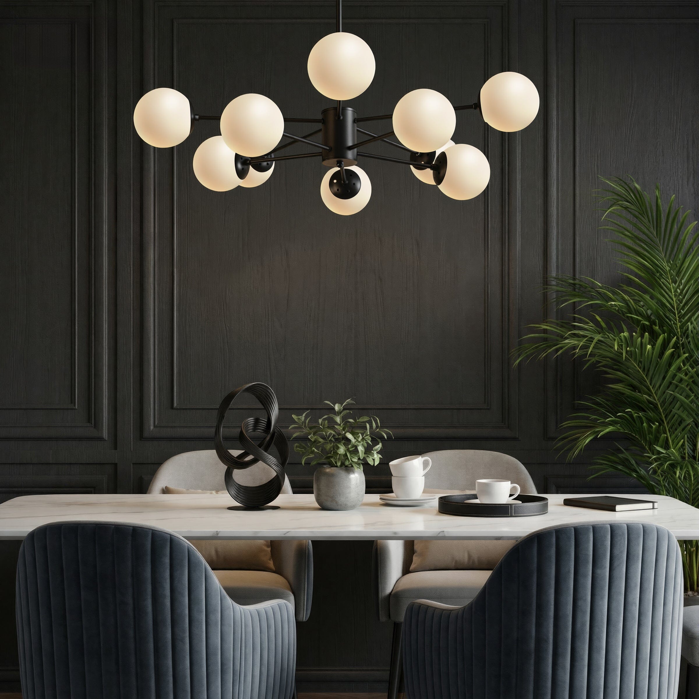 Lightsin Cumulus - Modern Metal Chandelier Tubular Design Chandelier with LED White Shade Lightsin UK 10 lights In Stock 