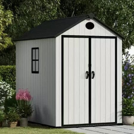 6'x8'ft/8'x8'ft/8'x12'ft/8'x16'ft Gray Wood Grain Plastic Tool Shed Living and Home 