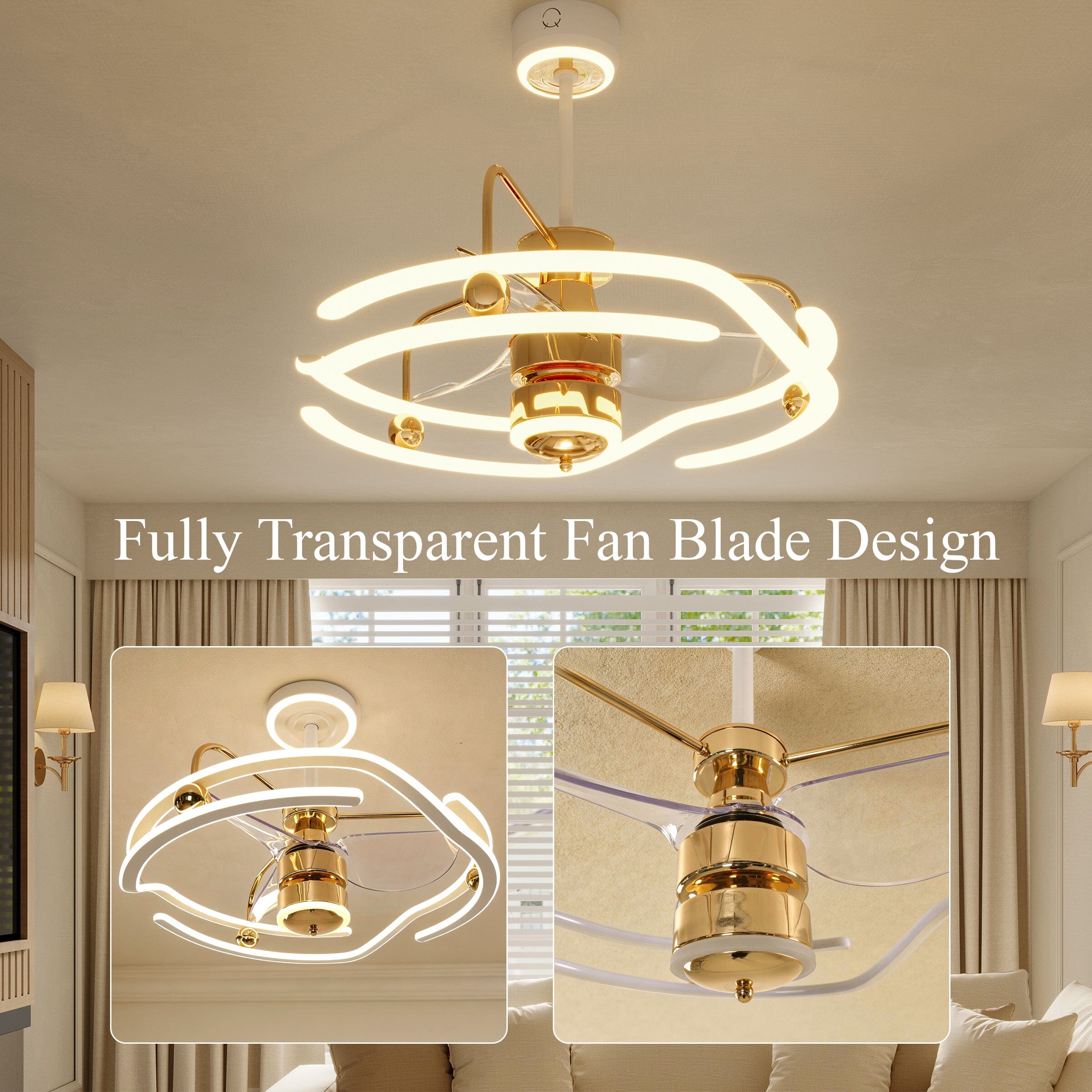 Lightsin Modern Ceiling Fan Light with Remote Control Low-Noise Adjustable Fan Light Lightsin UK 