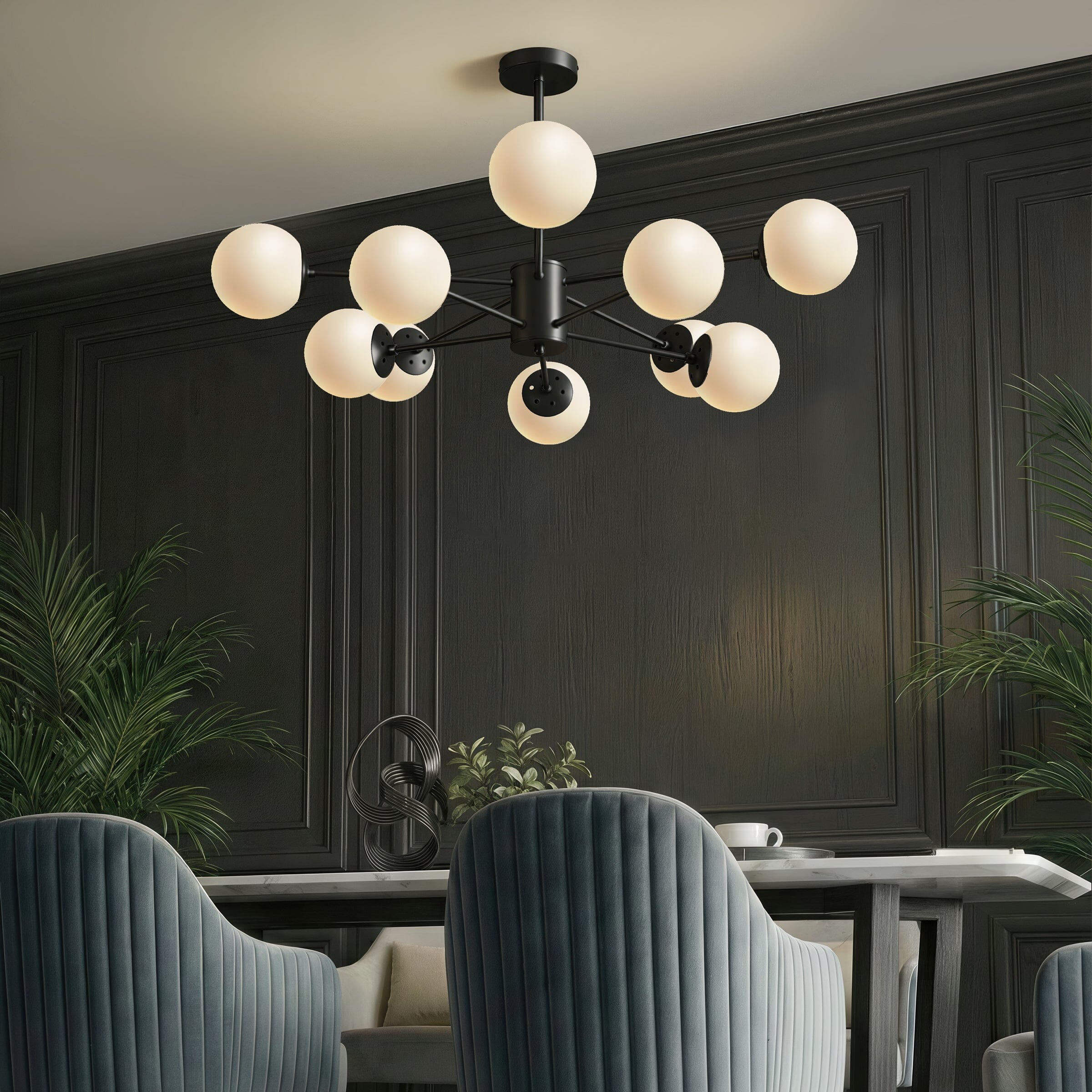 Lightsin Cumulus - Modern Metal Chandelier Tubular Design Chandelier with LED White Shade Lightsin UK 
