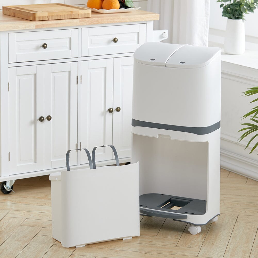 48L Plastic Step On Multi-Compartments Rubbish & Recycling Bin Kitchen Waste Bins Living and Home 