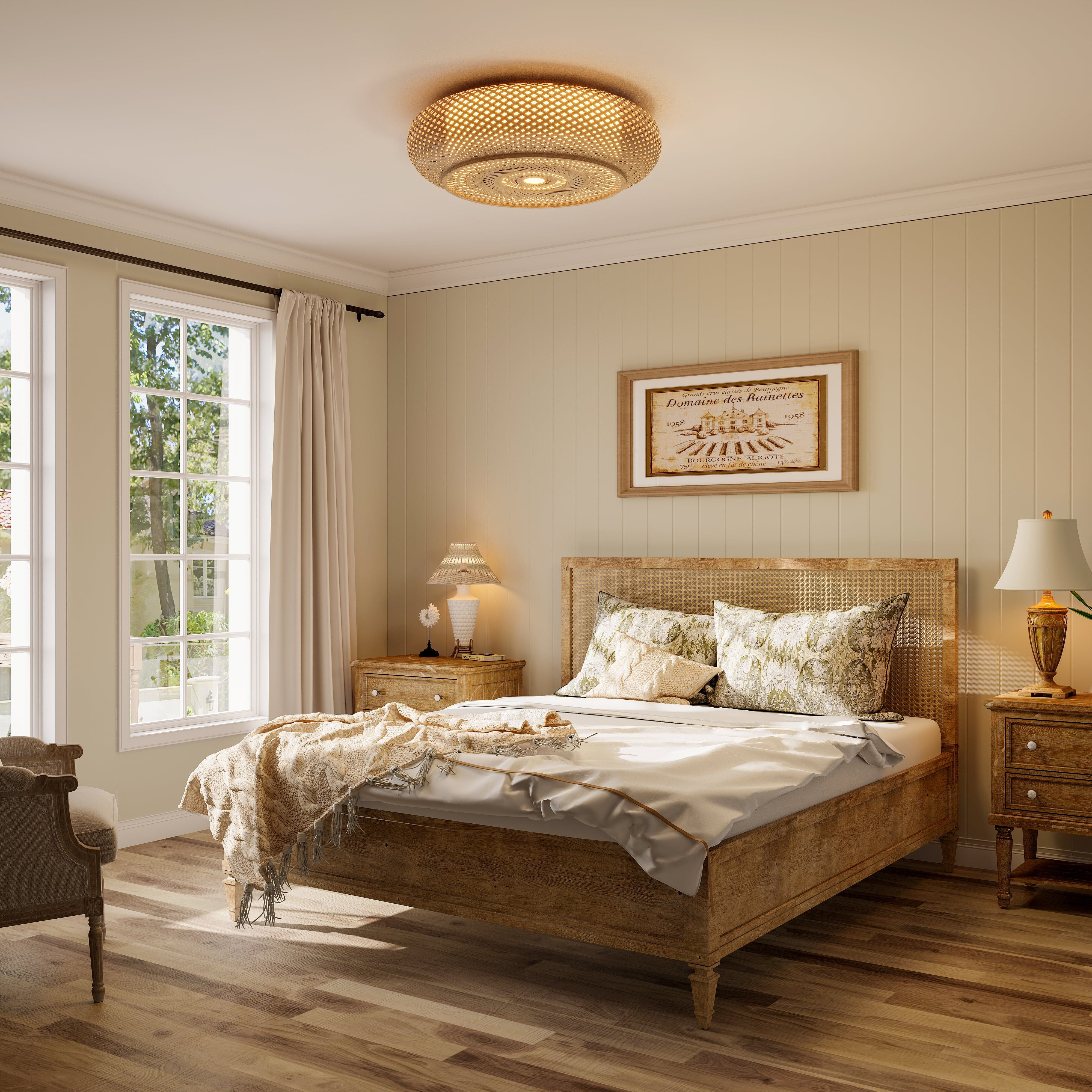 Lightsin Lutta-Handwoven Bamboo Ceiling Light – Zen-Style LED Fixture for Living Room, Bedroom & Dining Room Lightsin UK 