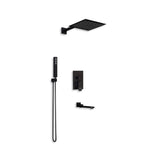 Sliver/Black Chrome Plated Square Concealed Showerhead and Handshower Mixer Set Shower Systems Living and Home 