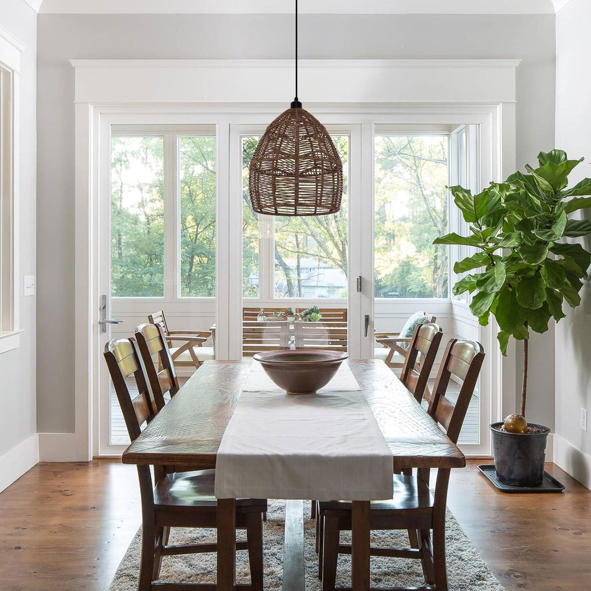 Lightsin Bohemian Woven Rattan Pendant Light Wicker Ceiling Fixture Lightsin UK 