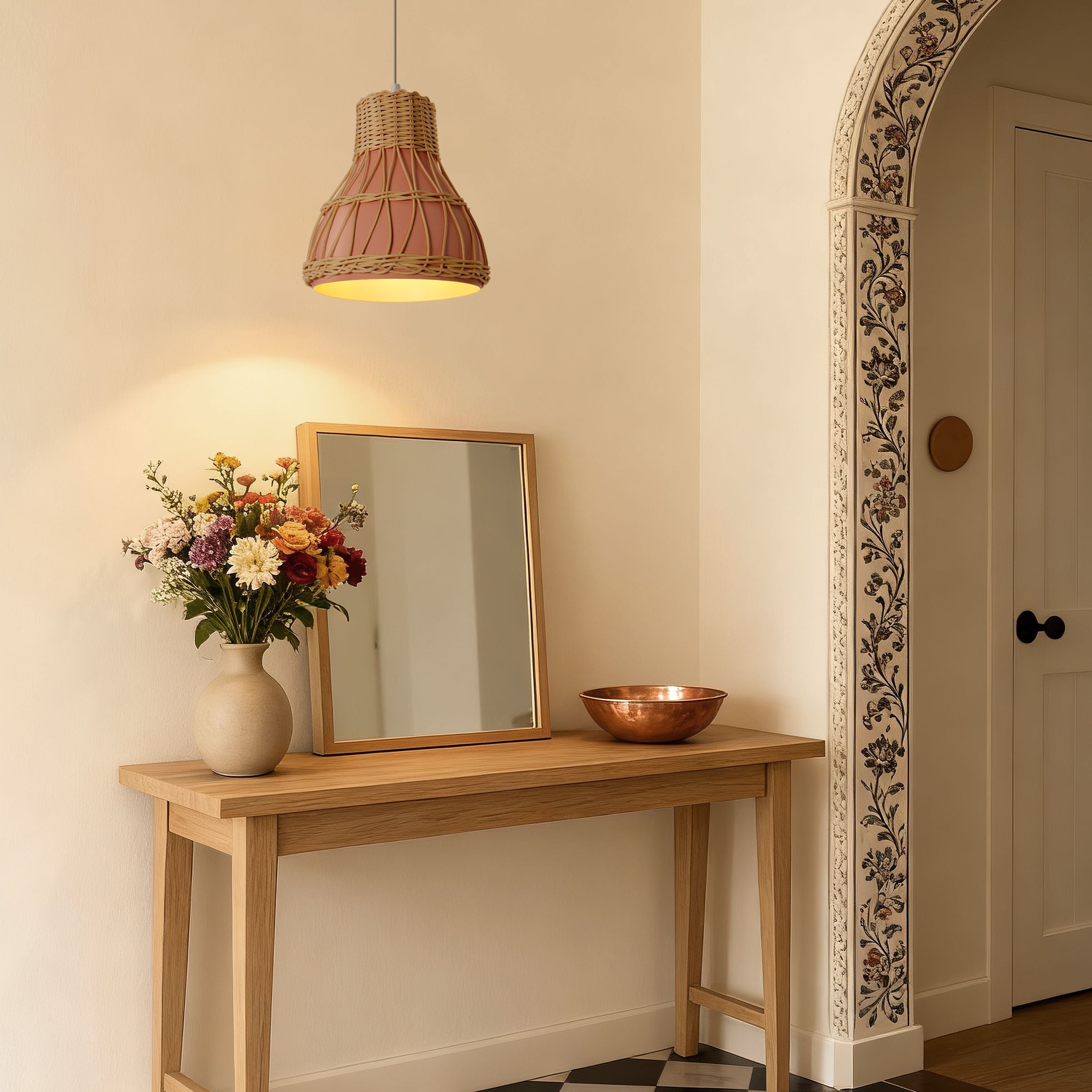 Lightsin Modern Rattan Pendant Light Available in Grey, Pink, and White Lightsin UK 