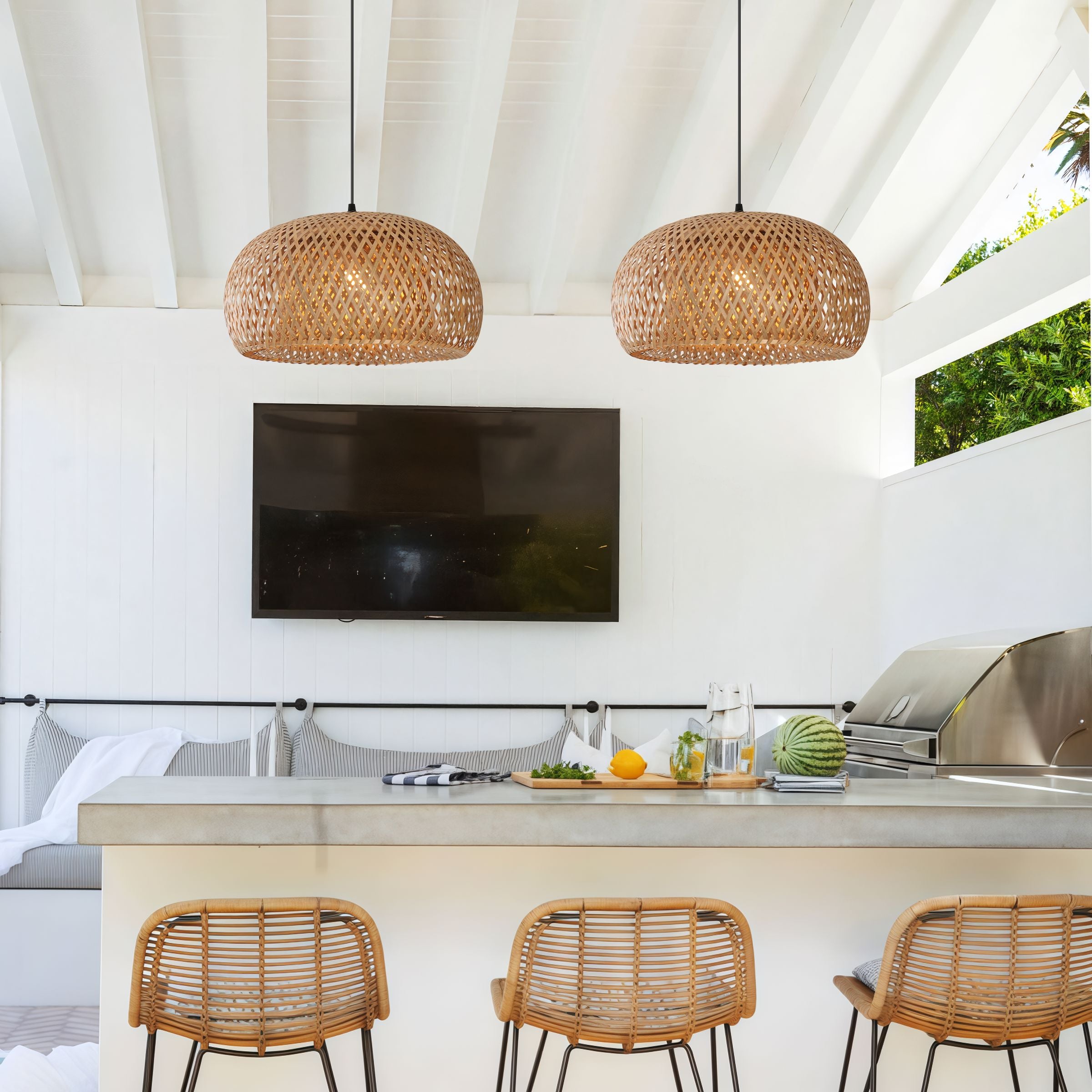 Lightsin Vintage Handwoven Bamboo Dome Pendant Light Lightsin UK 2 unit 