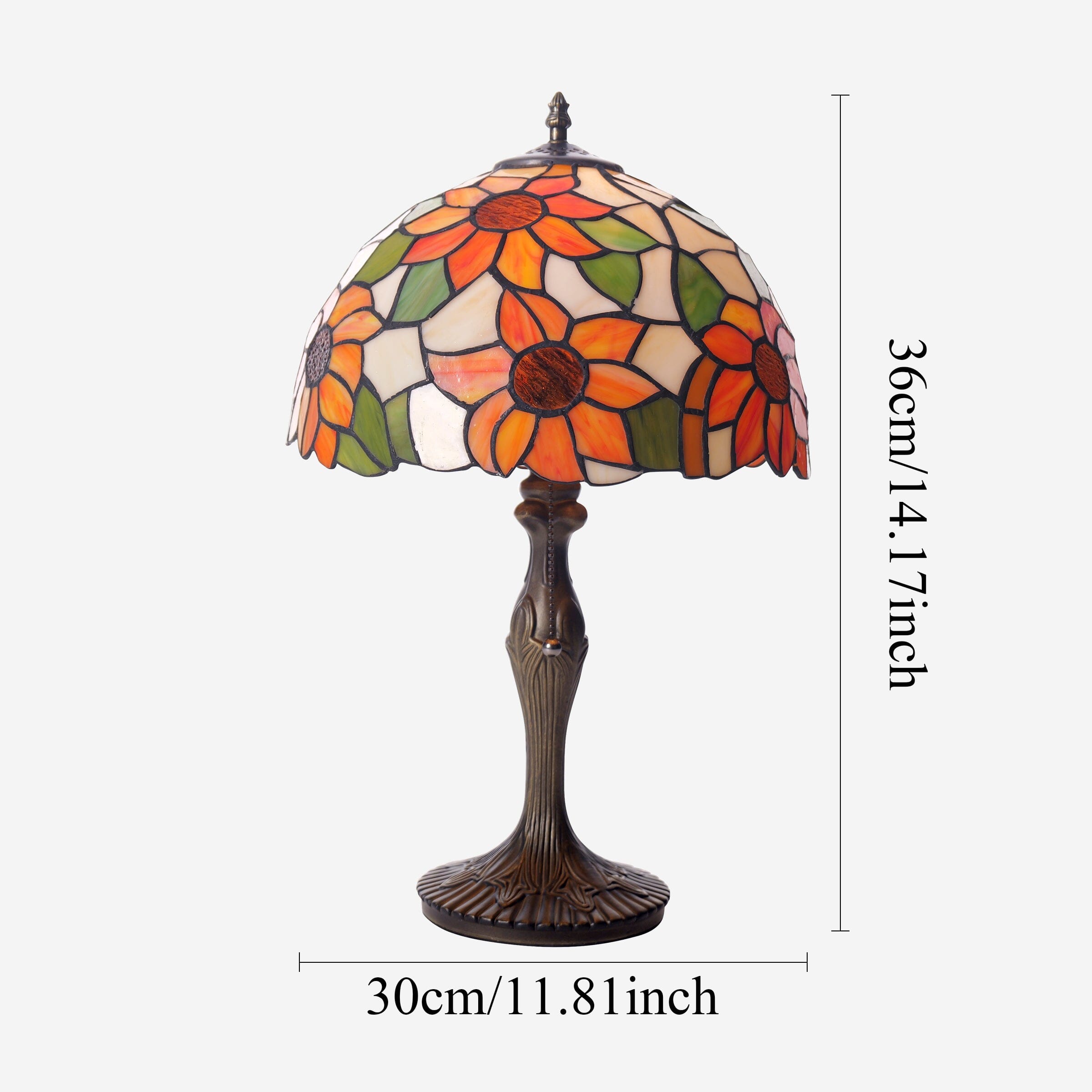 Lightsin Tiffany Table Lamp | Handcrafted Stained Glass Floral Petals Series White and Green Lightsin UK 