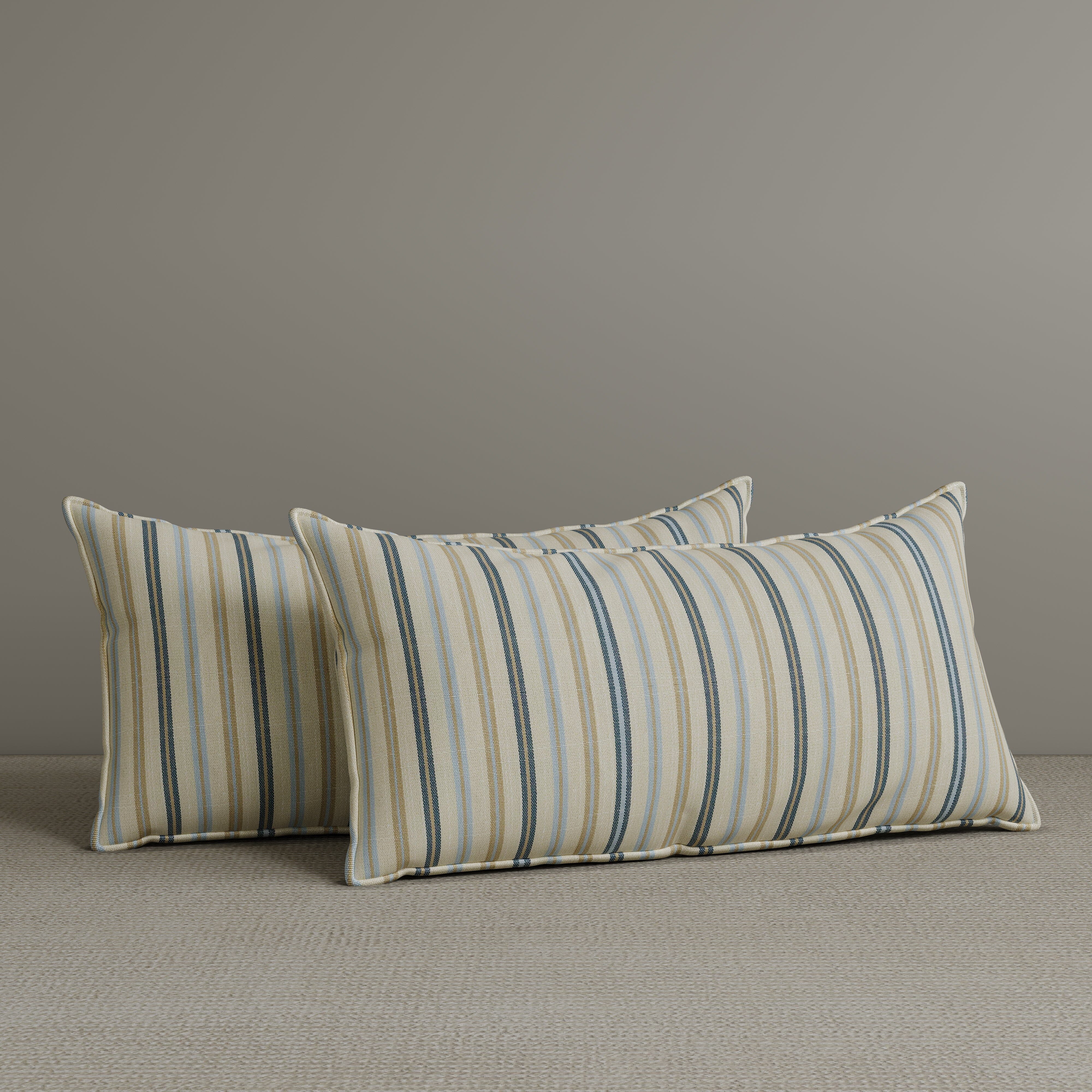 Exclusive Waist Cushion in Light Blue Striped Cotton Linen, 56*27*12 CM Cottonfy UK 2 PCS In Stock 