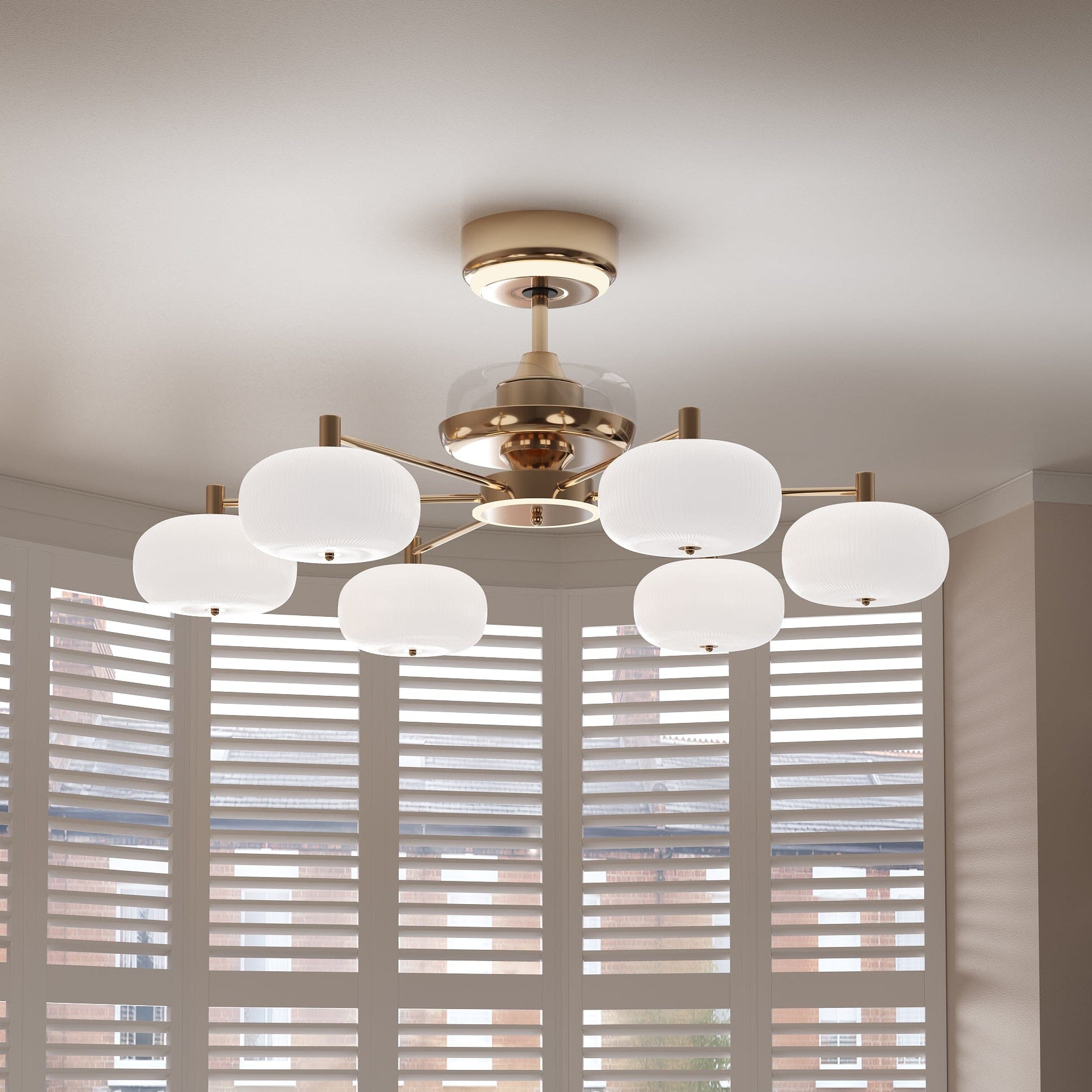 Lightsin Ceiling Fan Light with 6-Speed Control in Copper and Acrylic Lightsin UK 