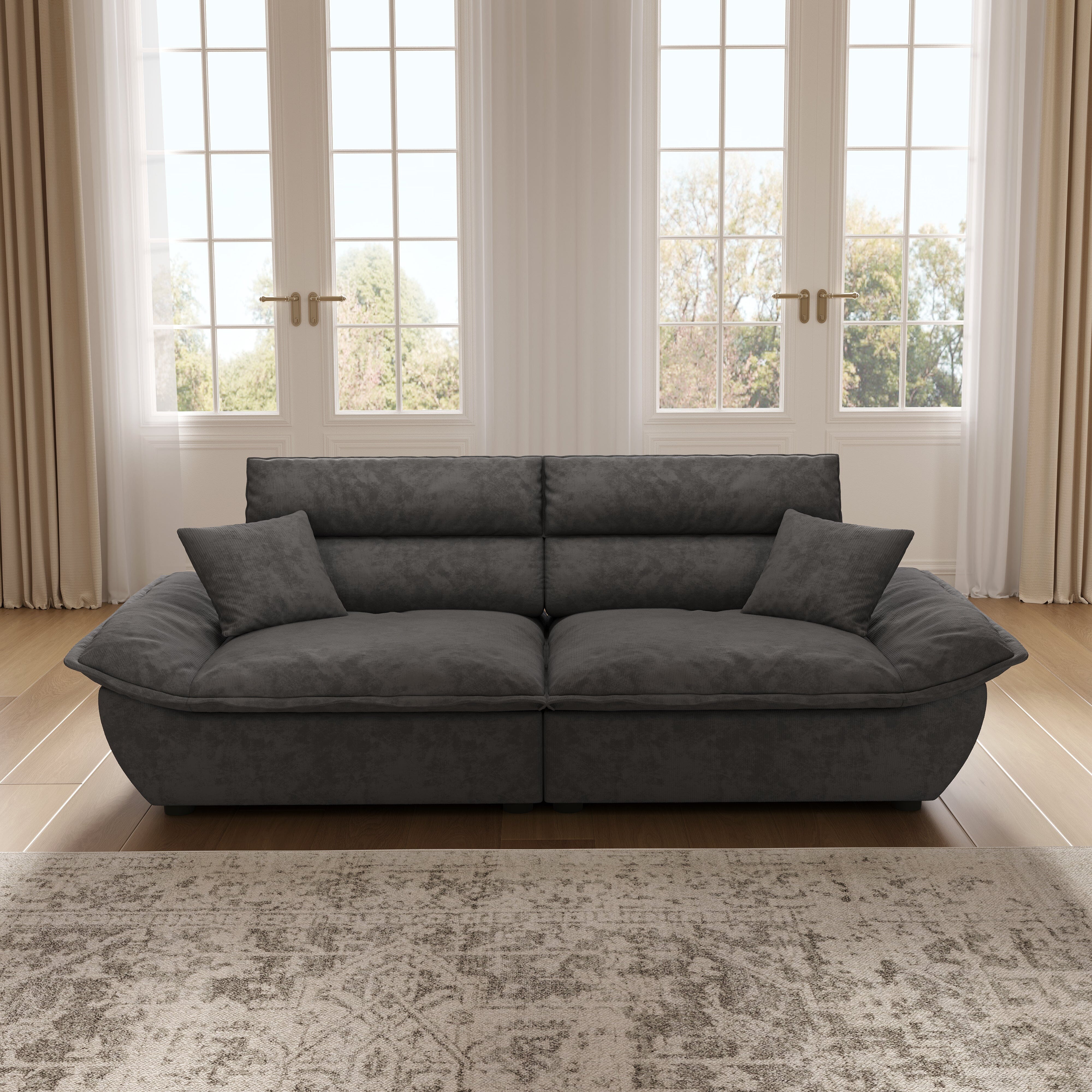 Cottonfy Adjustable Backrest Sailboat Corduroy Sofa Green Cottonfy UK 