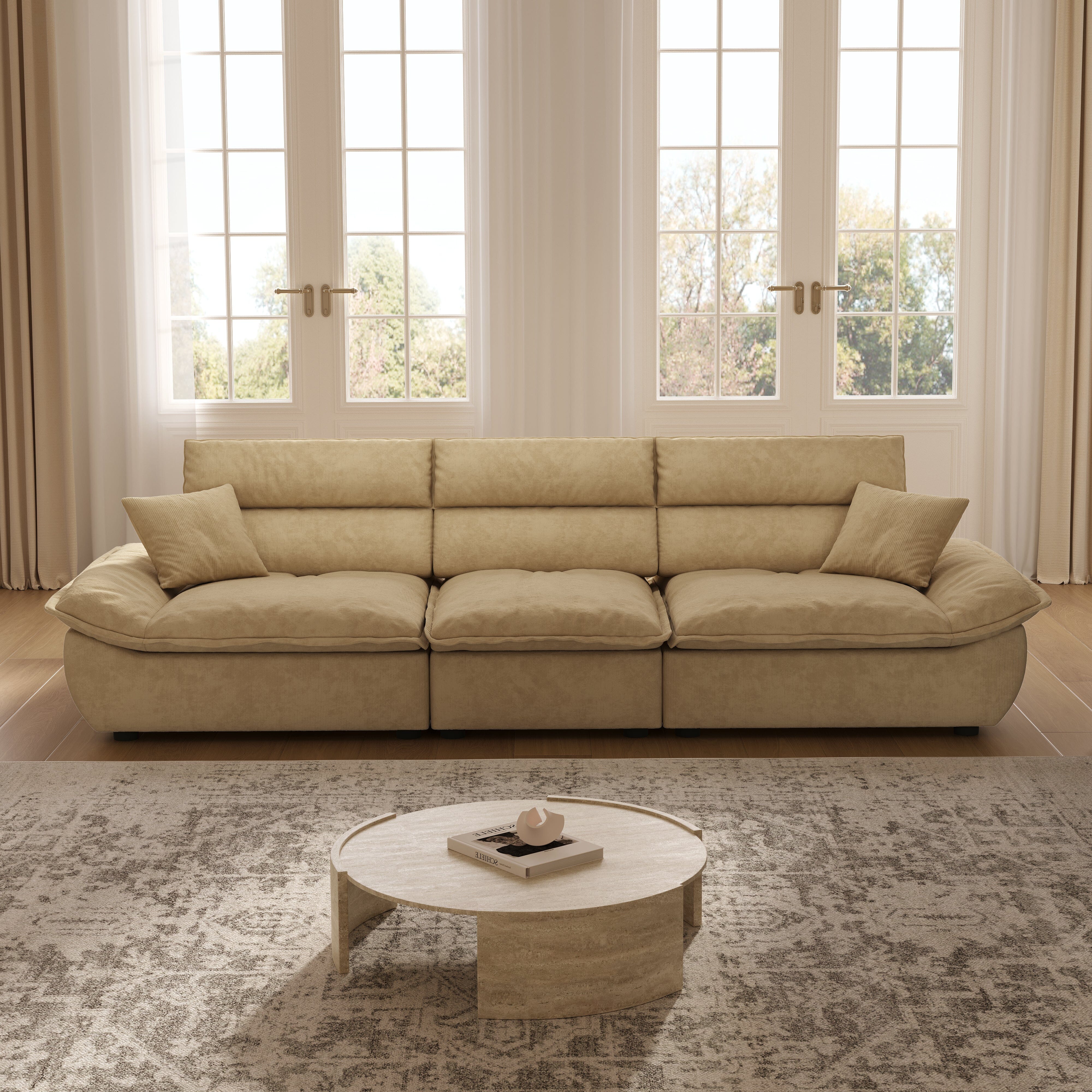 Cottonfy Adjustable Backrest Sailboat Corduroy Sofa Green Cottonfy UK 