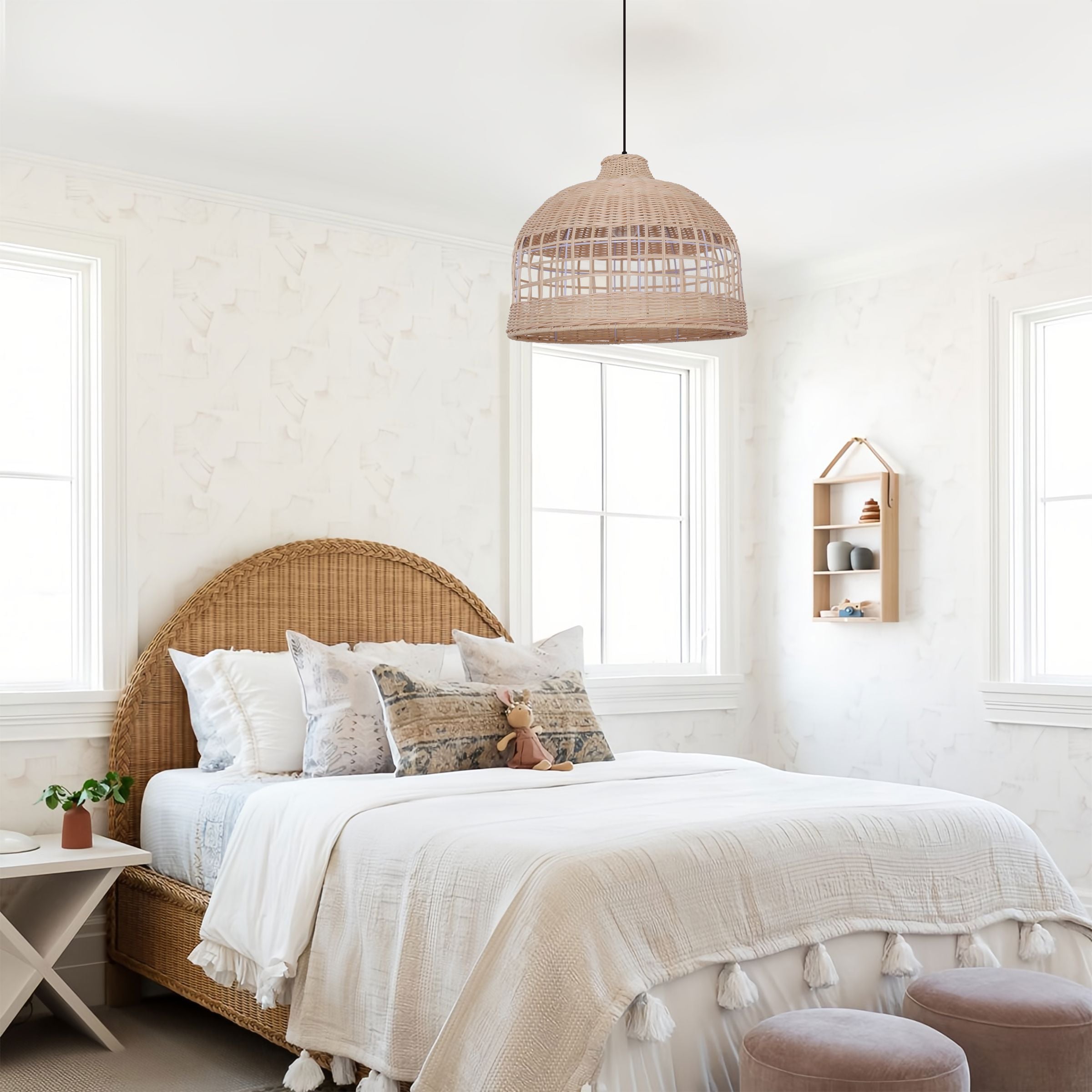Lightsin Elegant Openwork Rattan Pendant Light with Lattice-Cut Design Lightsin UK 