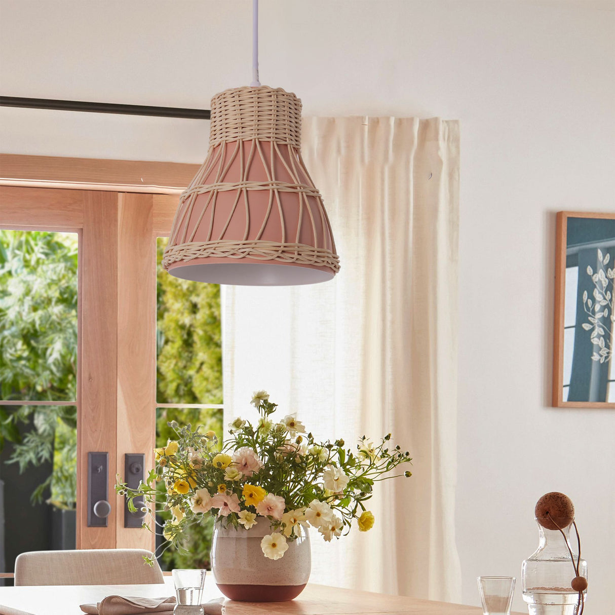 Lightsin Modern Rattan Pendant Light Available in Grey, Pink, and White Lightsin UK 