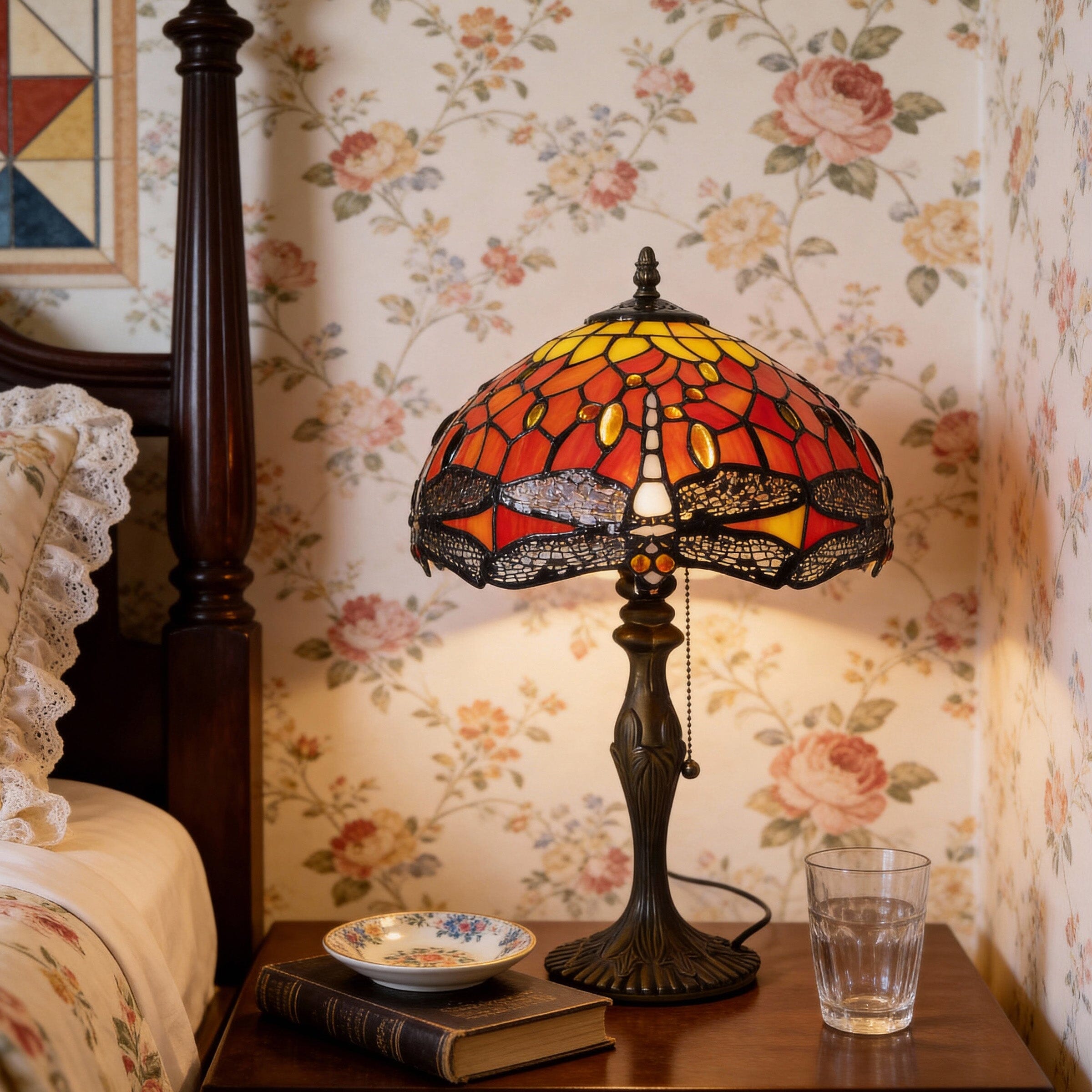 Lightin Tiffany Table Lamp | Handcrafted Stained Glass Dragonfly Series Lightsin UK 