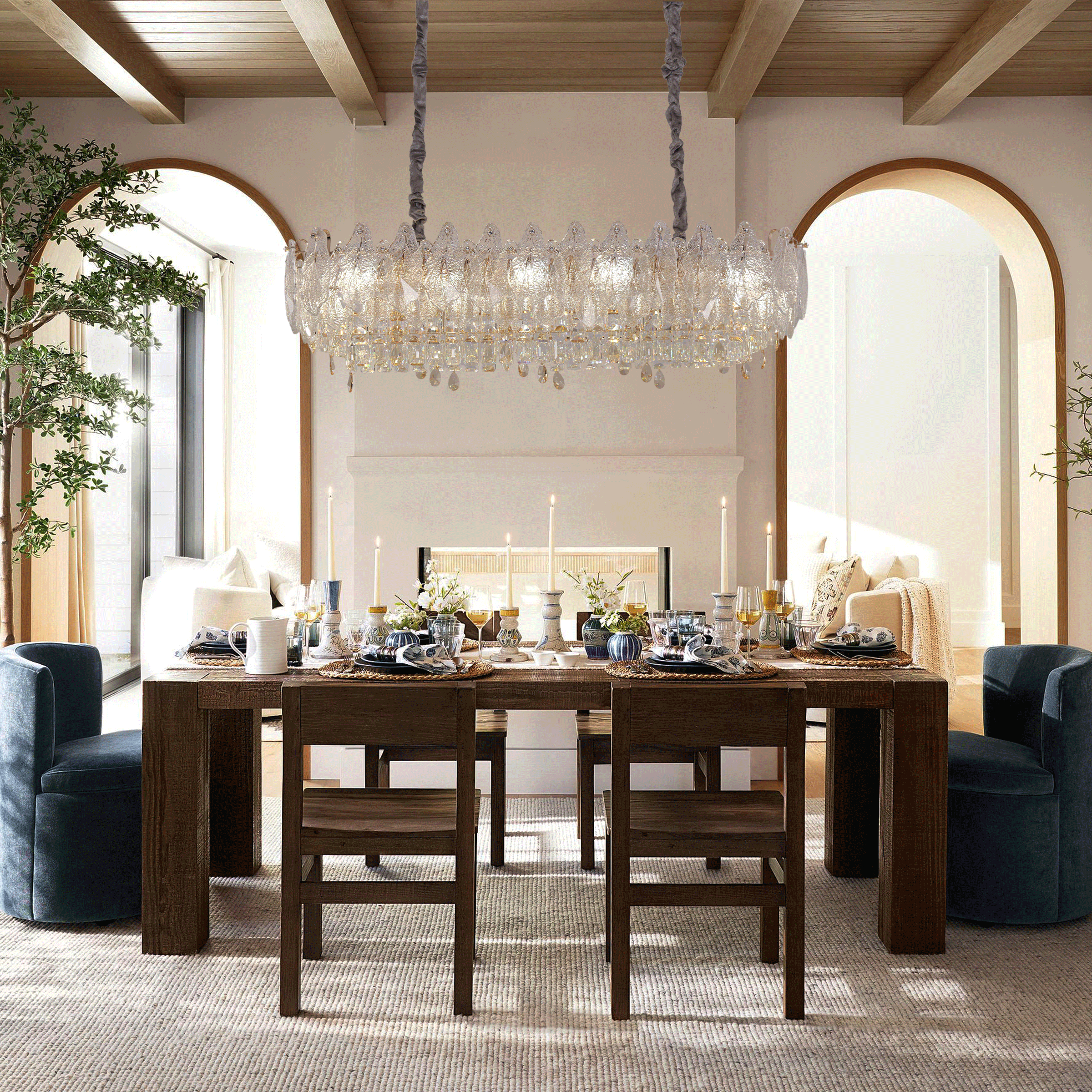 Lightsin Champagne Gold Crystal Leaf Chandelier Lightsin UK 