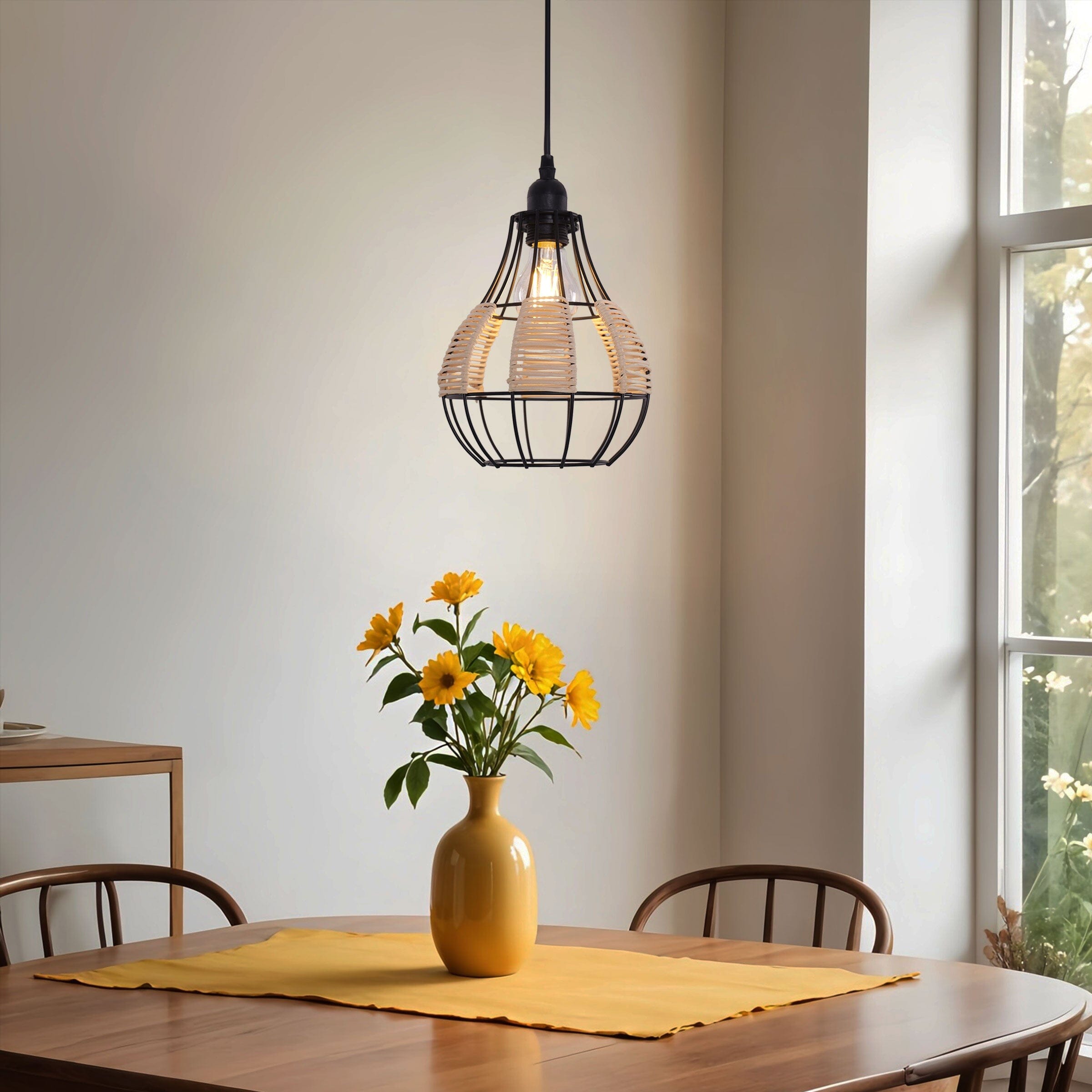 Lightsin Basketweave Rattan Pendant Light for Cozy Earthy Elegance Lightsin UK 