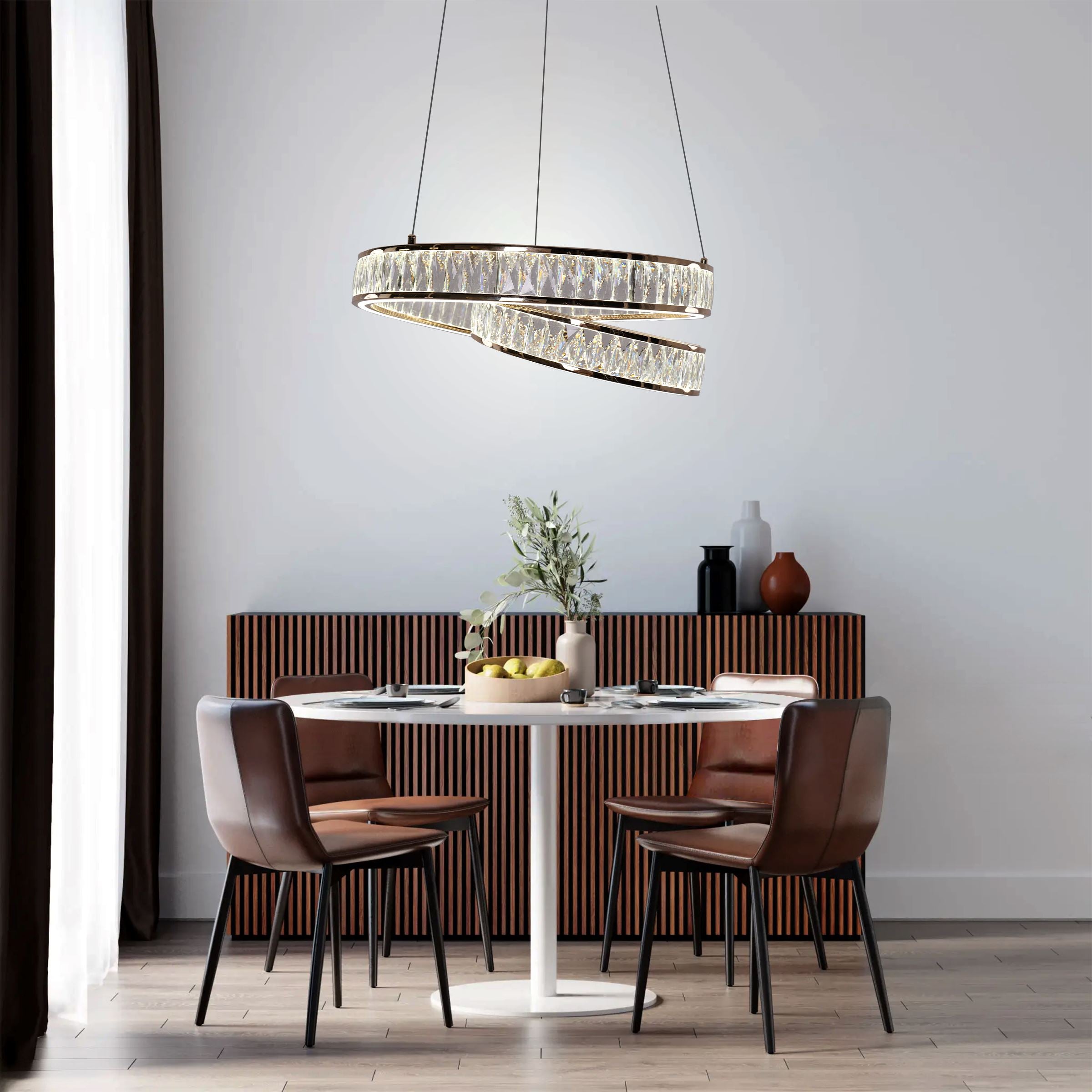 Lightsin Elegant Gold Crystal Swirl Pendant Light Lightsin UK 