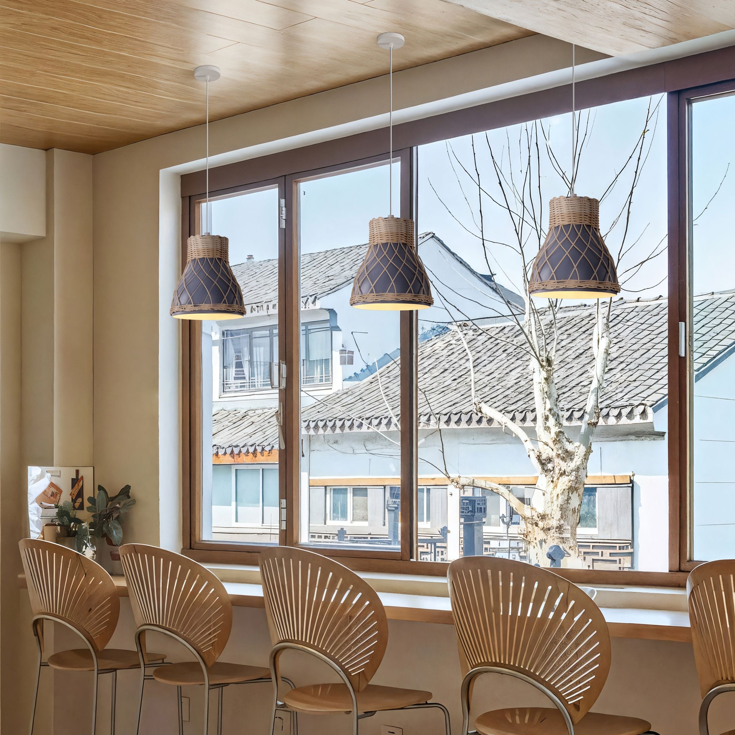 Lightsin Modern Rattan Pendant Light Available in Grey, Pink, and White Lightsin UK 