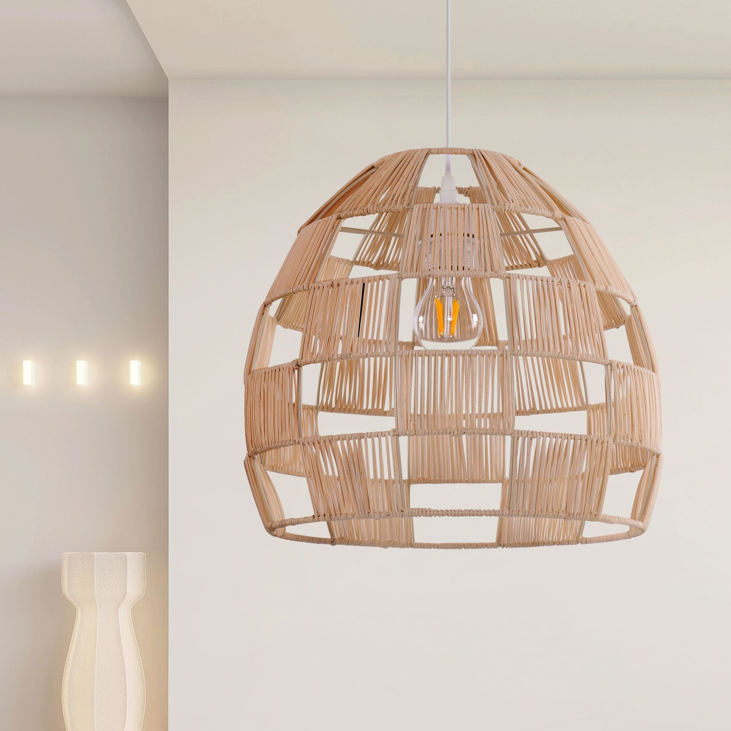 Lightsin Handwoven Rattan Pendant Light for a Warm & Stylish Ambiance Lightsin UK 1 Unit 