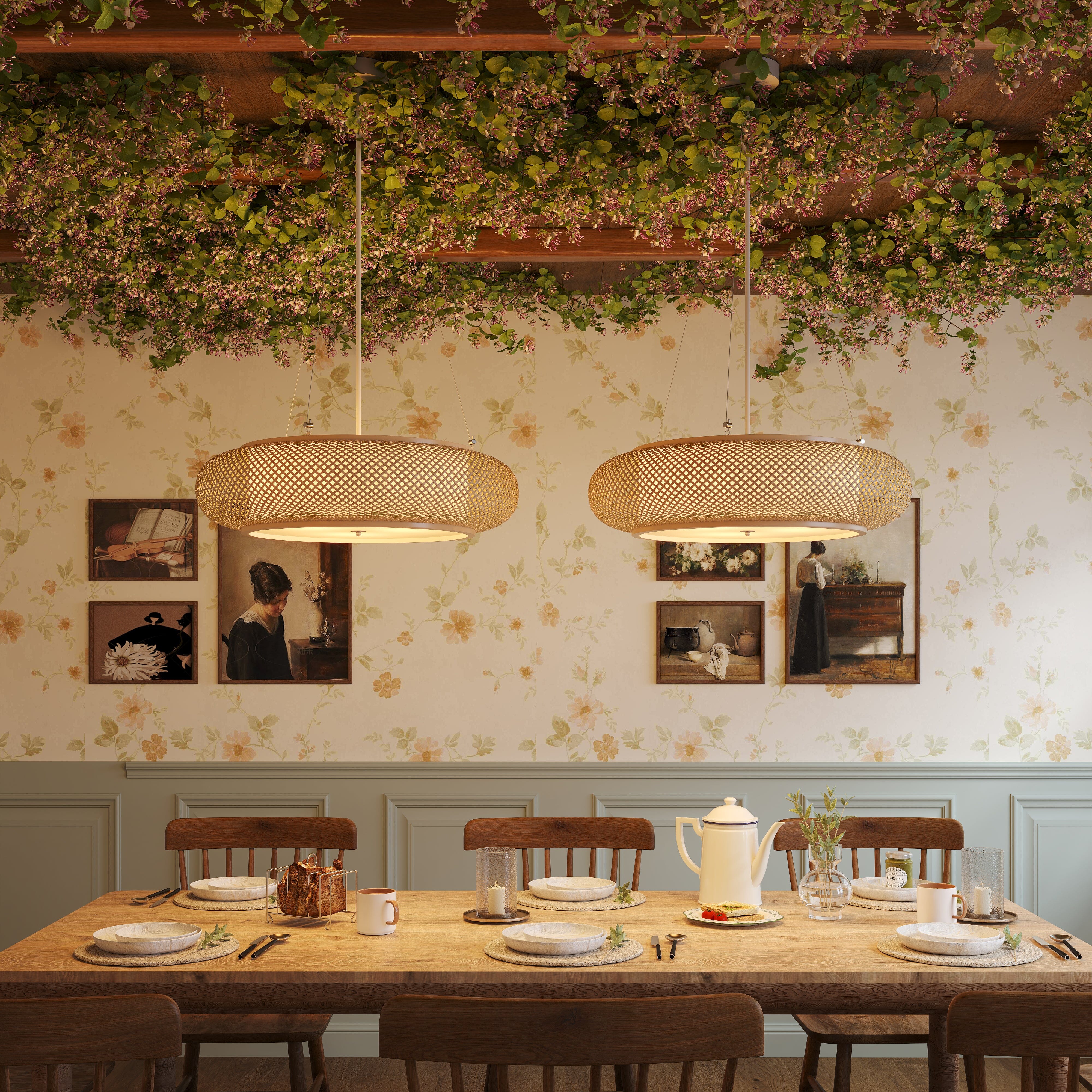 Lightsin Lutta-Handwoven Bamboo Pendant Light for Kitchen Island or Living Room Lightsin UK 