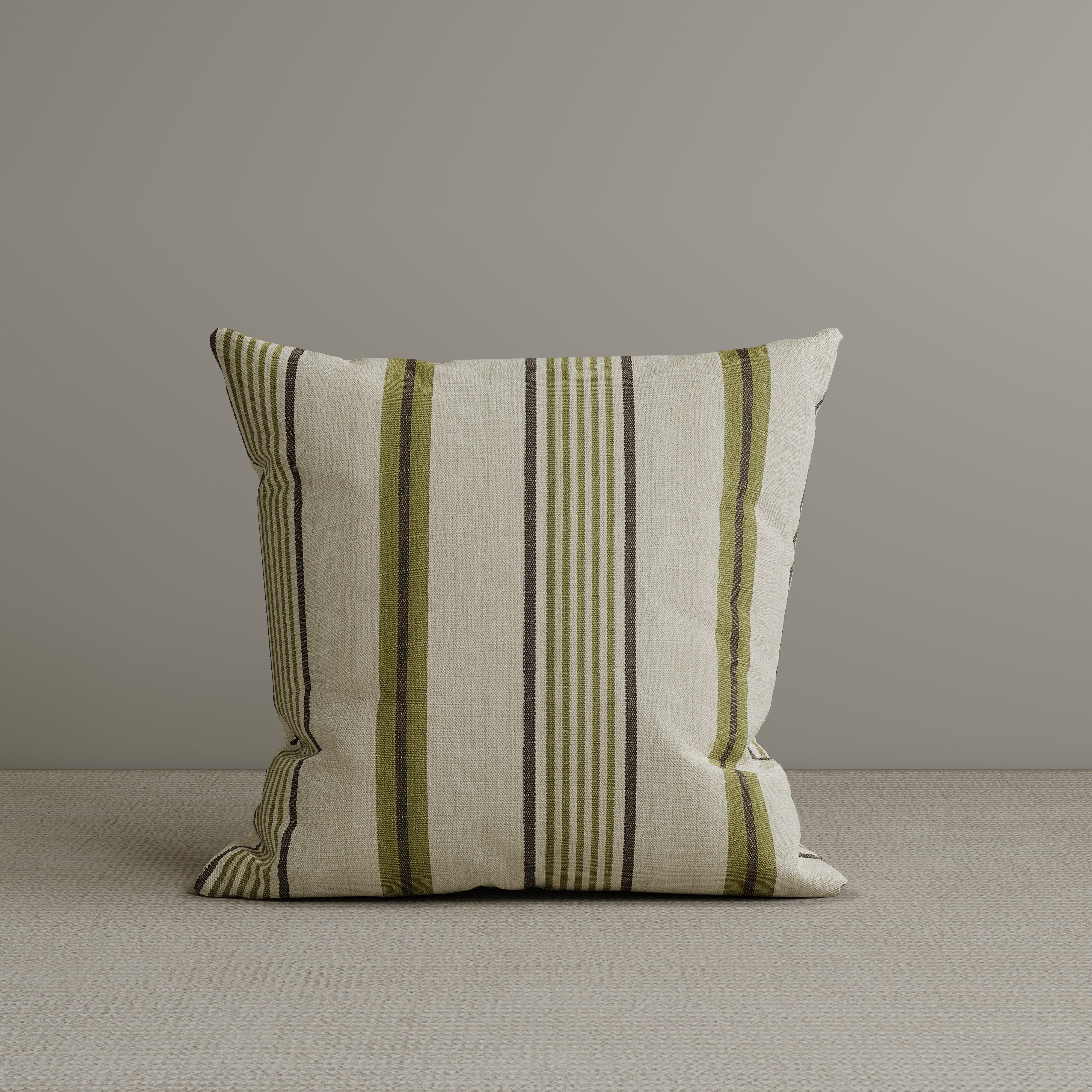 Cottonfy Square Exclusive Design Cushion in Green Striped Cotton Linen, 45*45CM Living and Home 