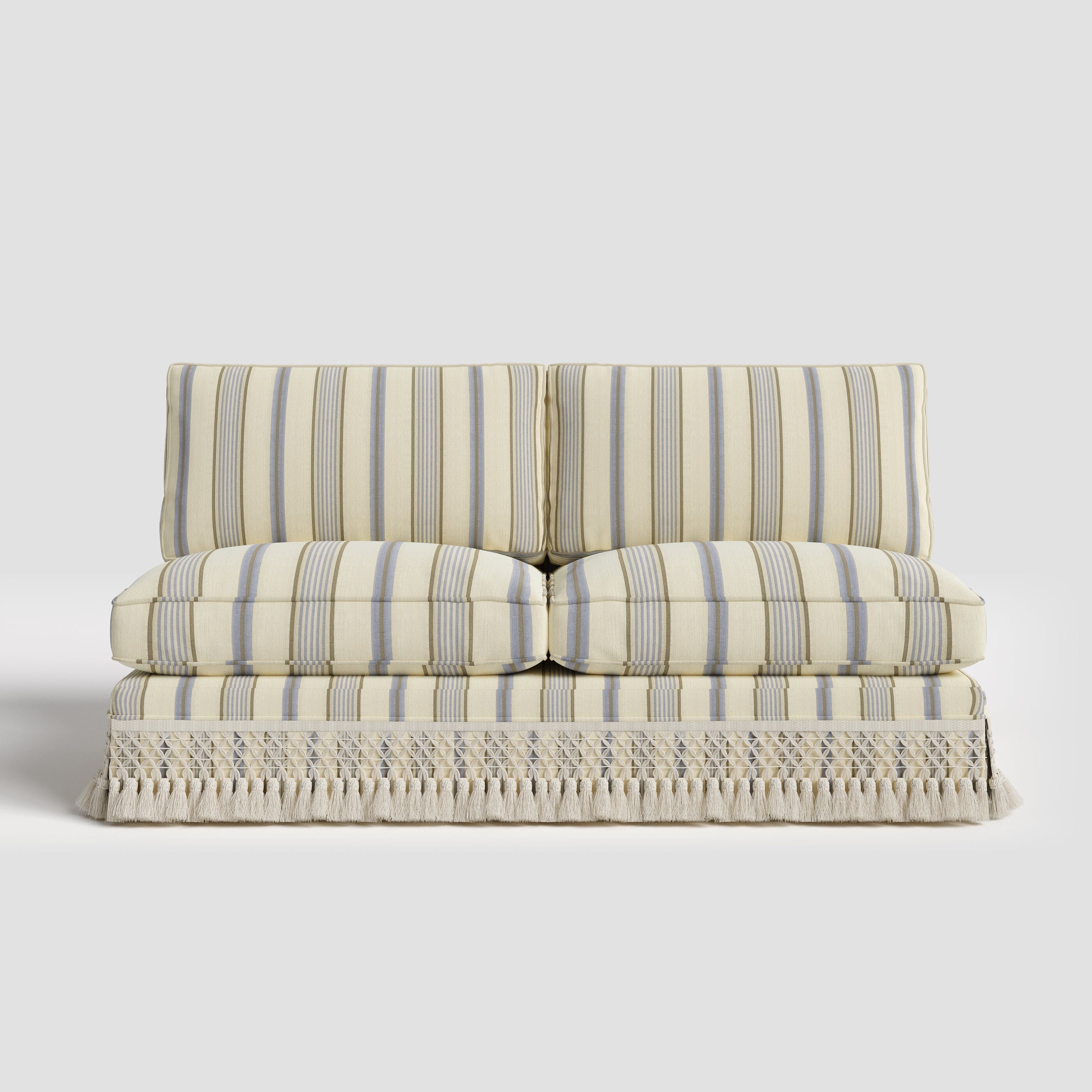Armless Sofa with Fringed Trim and Removable Covers Cottonfy UK 