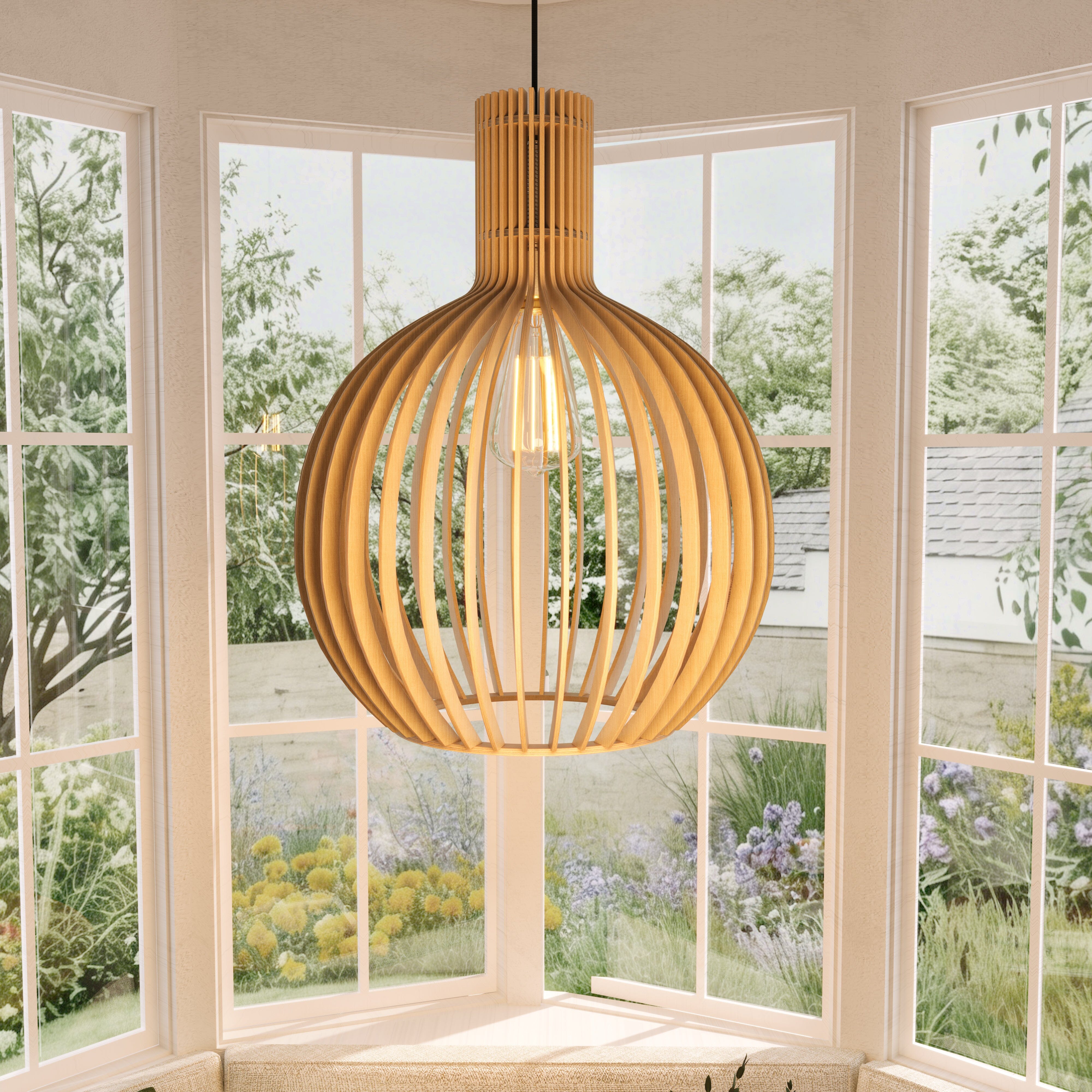 Lightsin Shadome-Scandinavian LED Wooden Birdcage Pendant Light Lightsin UK Natural Wood S-1 item 