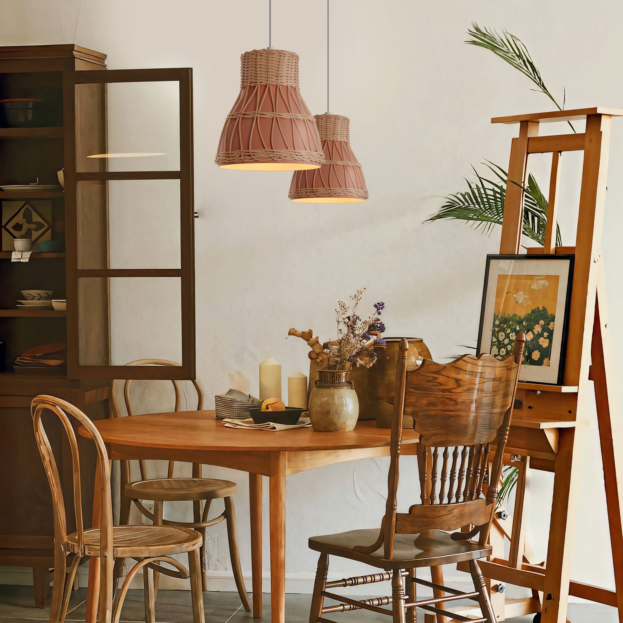 Lightsin Modern Rattan Pendant Light Available in Grey, Pink, and White Lightsin UK 