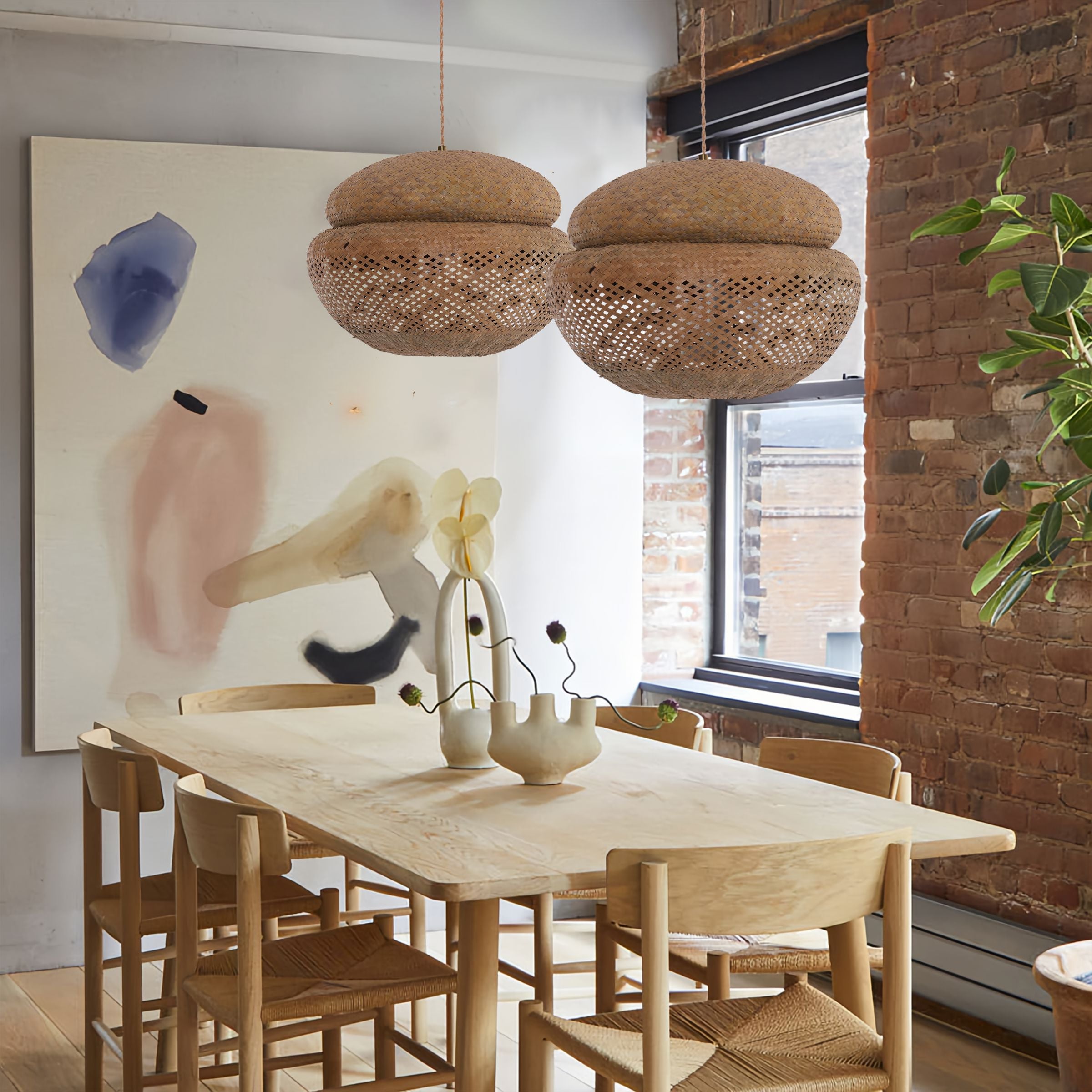Lightsin Handwoven Natural Bulrush Pendant Light with Pot Lid-Inspired Design Lightsin UK 