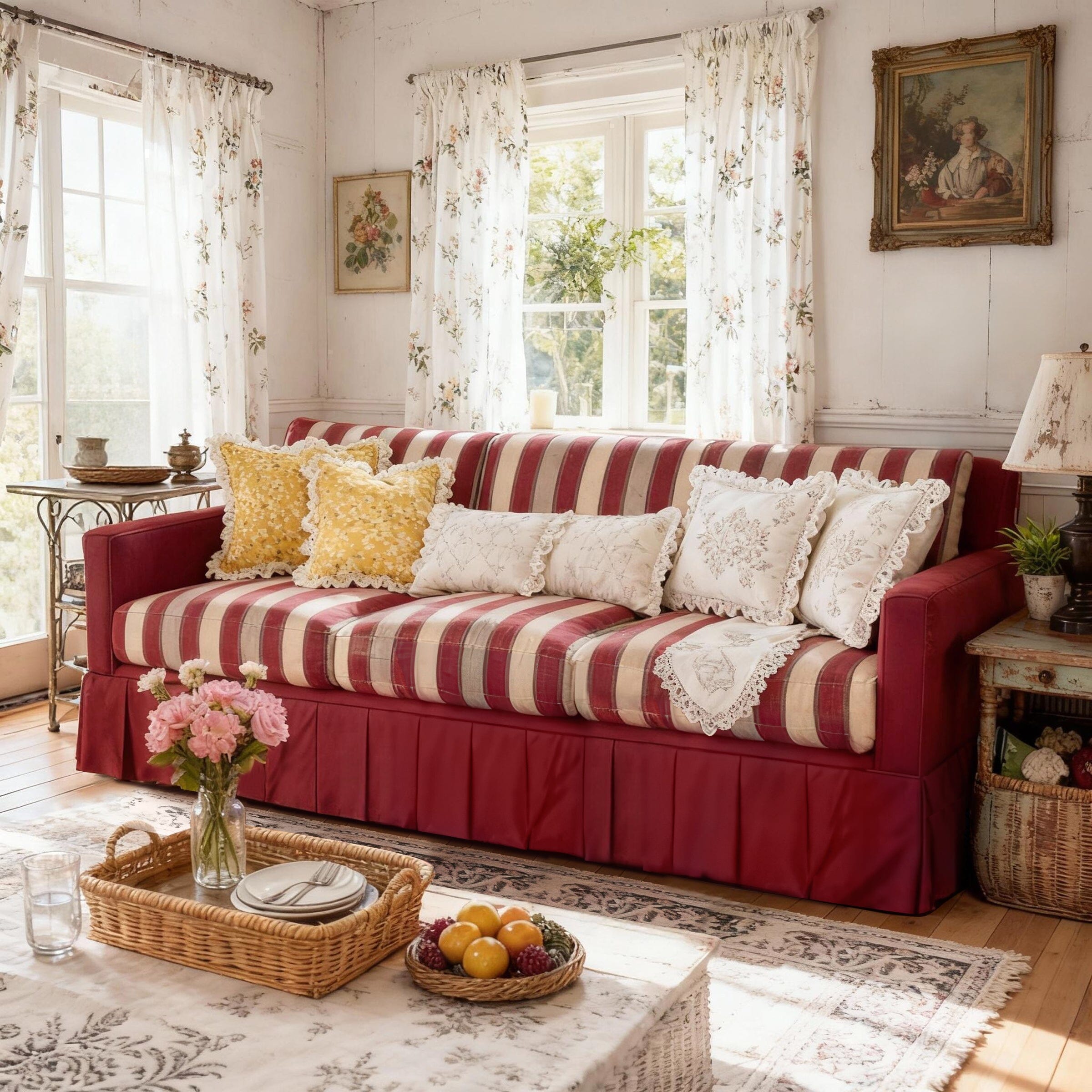 Cottonfy Country Check Sofa with Removable Skirted Covers Living and Home 