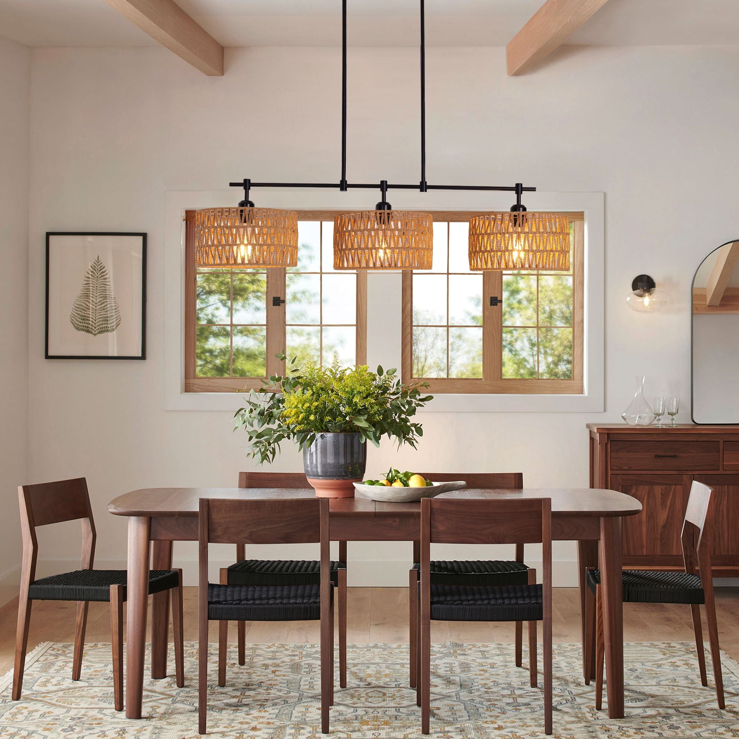 Lightsin Handcrafted Rustic Paper Rope Pendant Light with 3 Lampshades Lightsin UK 