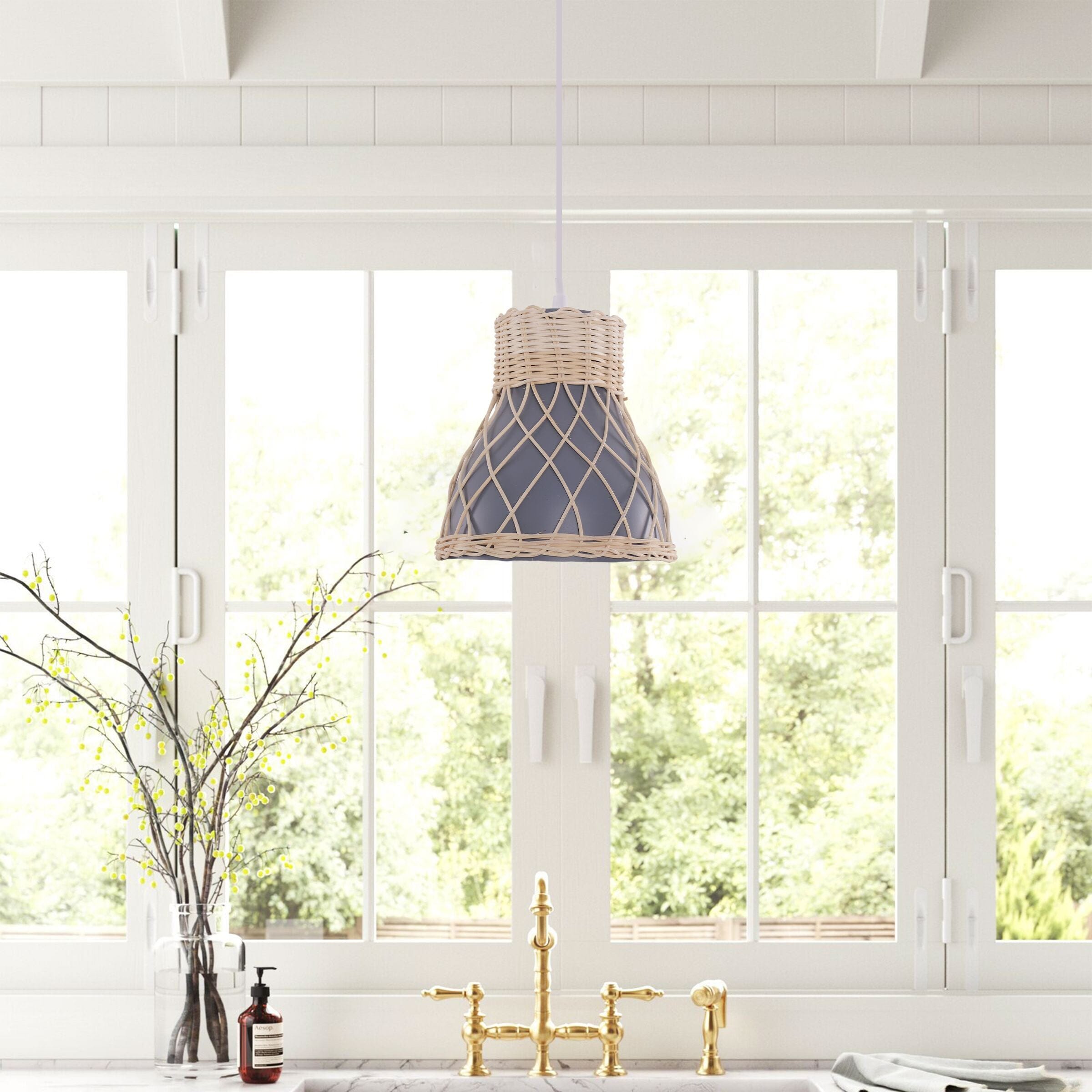 ‍Lightsin Modern Rattan Pendant Light Available in Grey, Pink, and White (80% off) Lightsin UK Grey 1 Unit 