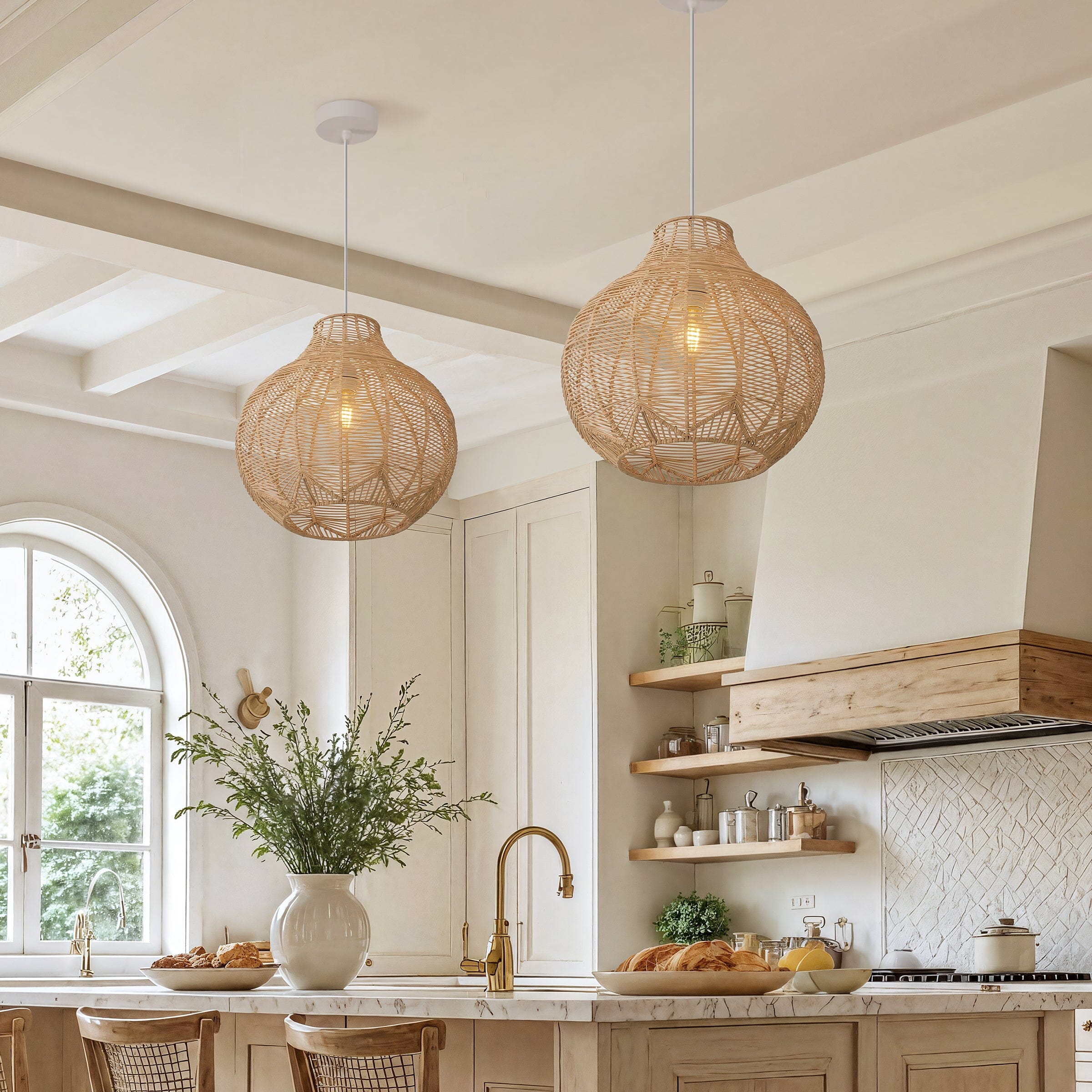 Lightsin Cella-Open-Gourd Japanese Rattan Pendant Light Lightsin UK 