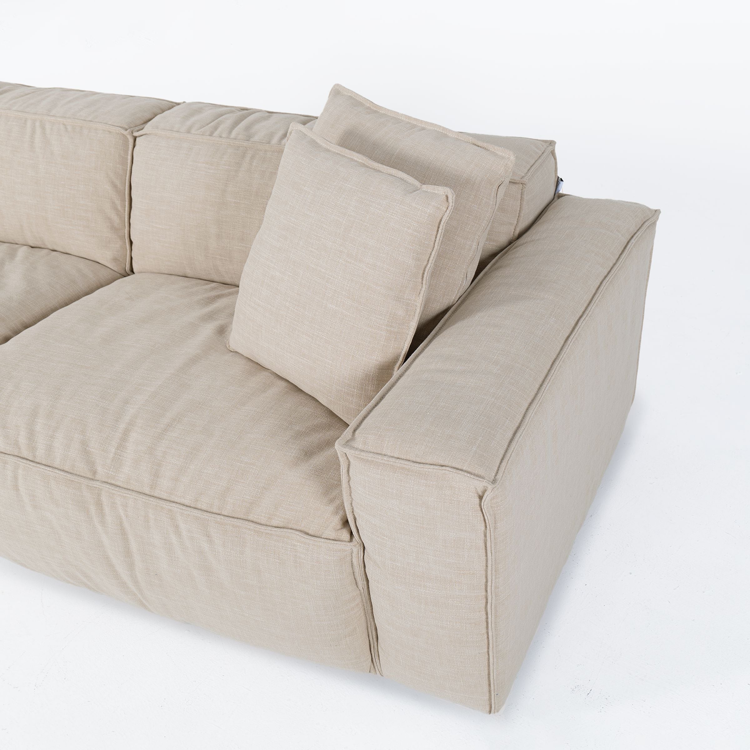 Cottonfy Elegant Linen Tofu Block Fabric Down Sofa 2 Seater Sofas Cottonfy UK 