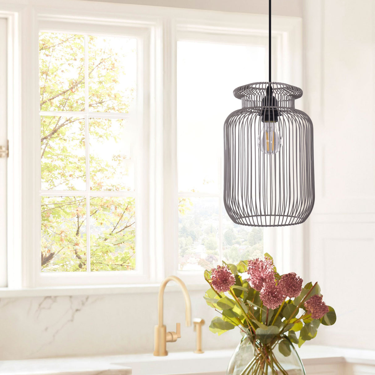 Lightsin Sleek Modern Grey Iron Pendant Light for Home Décor Living and Home 