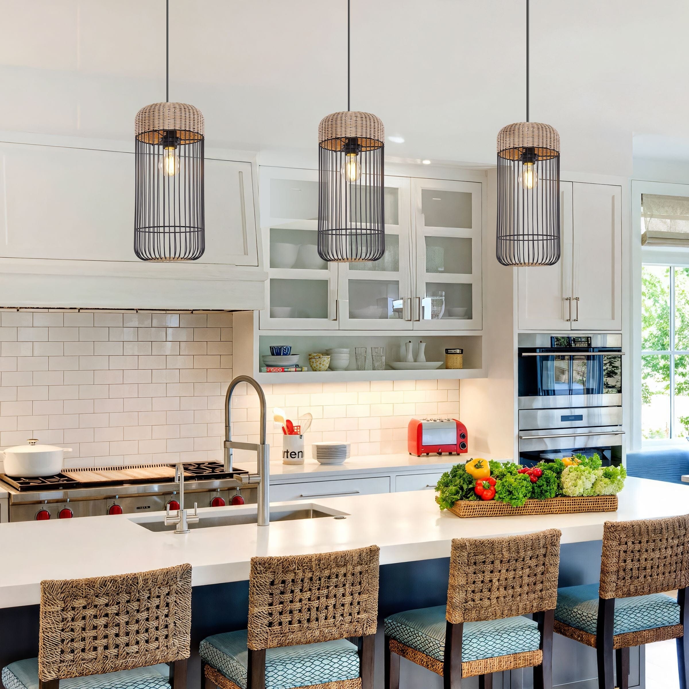 ‍Lightsin Rustic Iron Woven Rattan Pendant Light for Dining Room, Reading Corner & Bedroom (100% off) Living and Home 