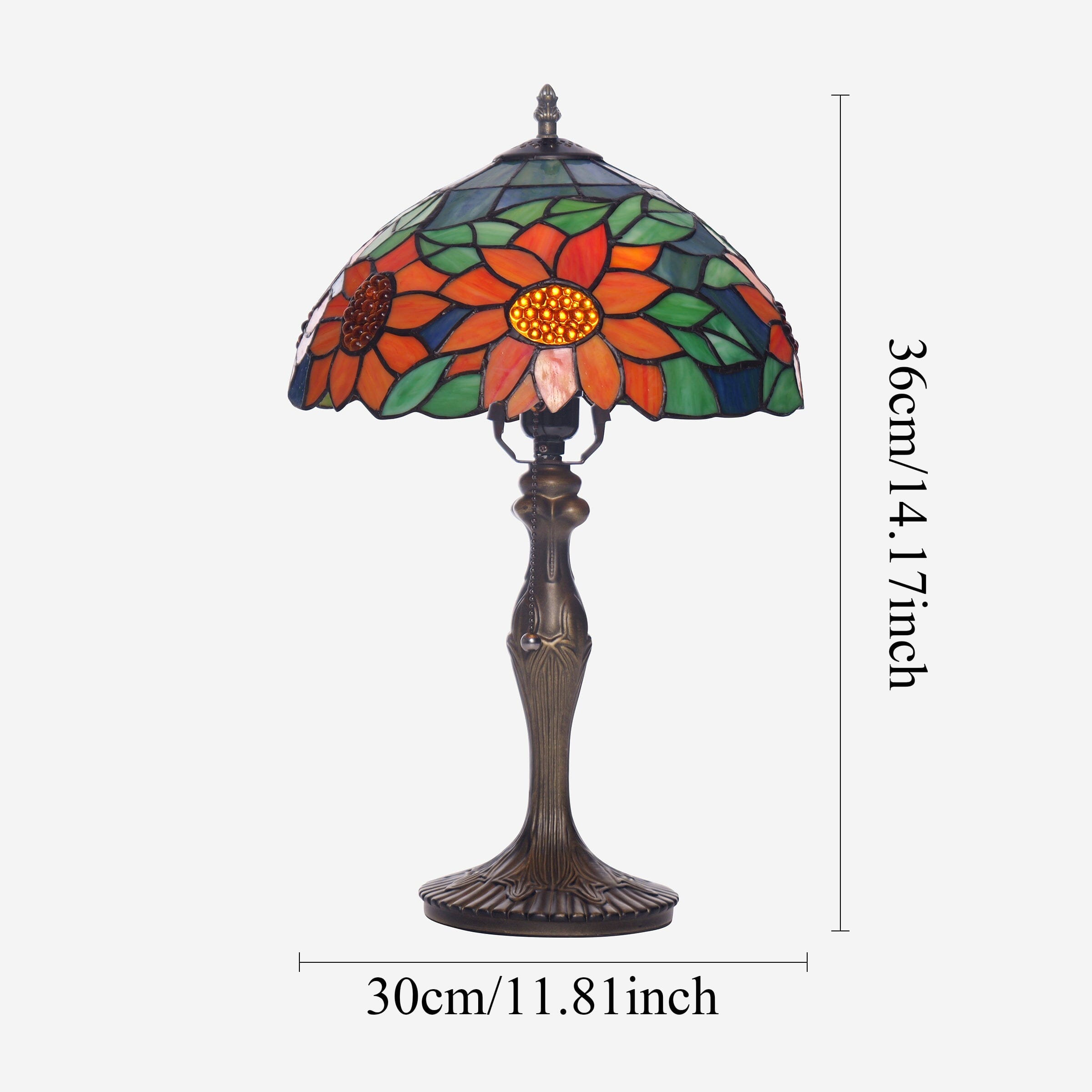 Lightsin Tiffany Table Lamp | Handcrafted Stained Glass Floral Petals Series Green and Blue Lightsin UK 