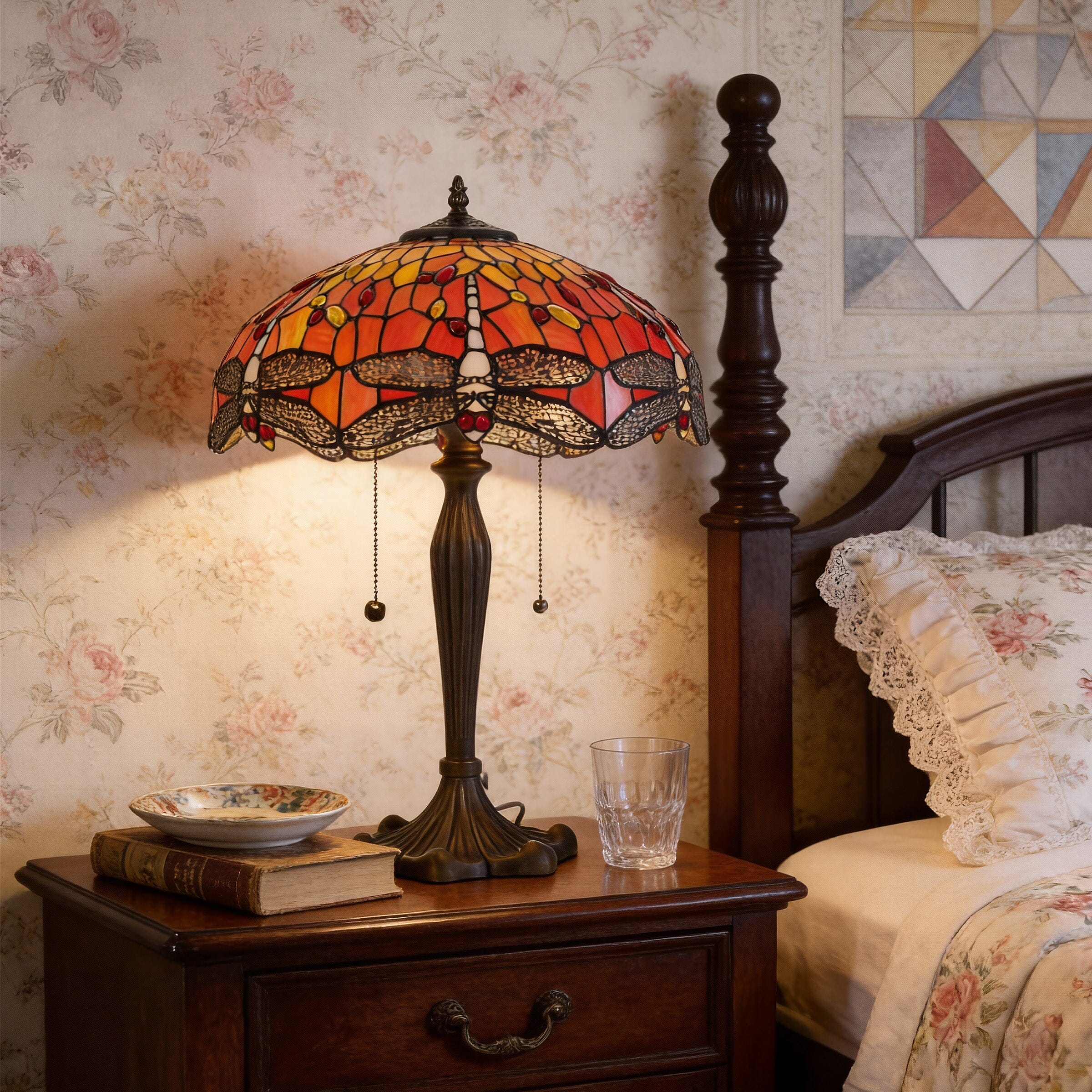 Lightin Tiffany Table Lamp | Handcrafted Stained Glass Dragonfly Series Lightsin UK 