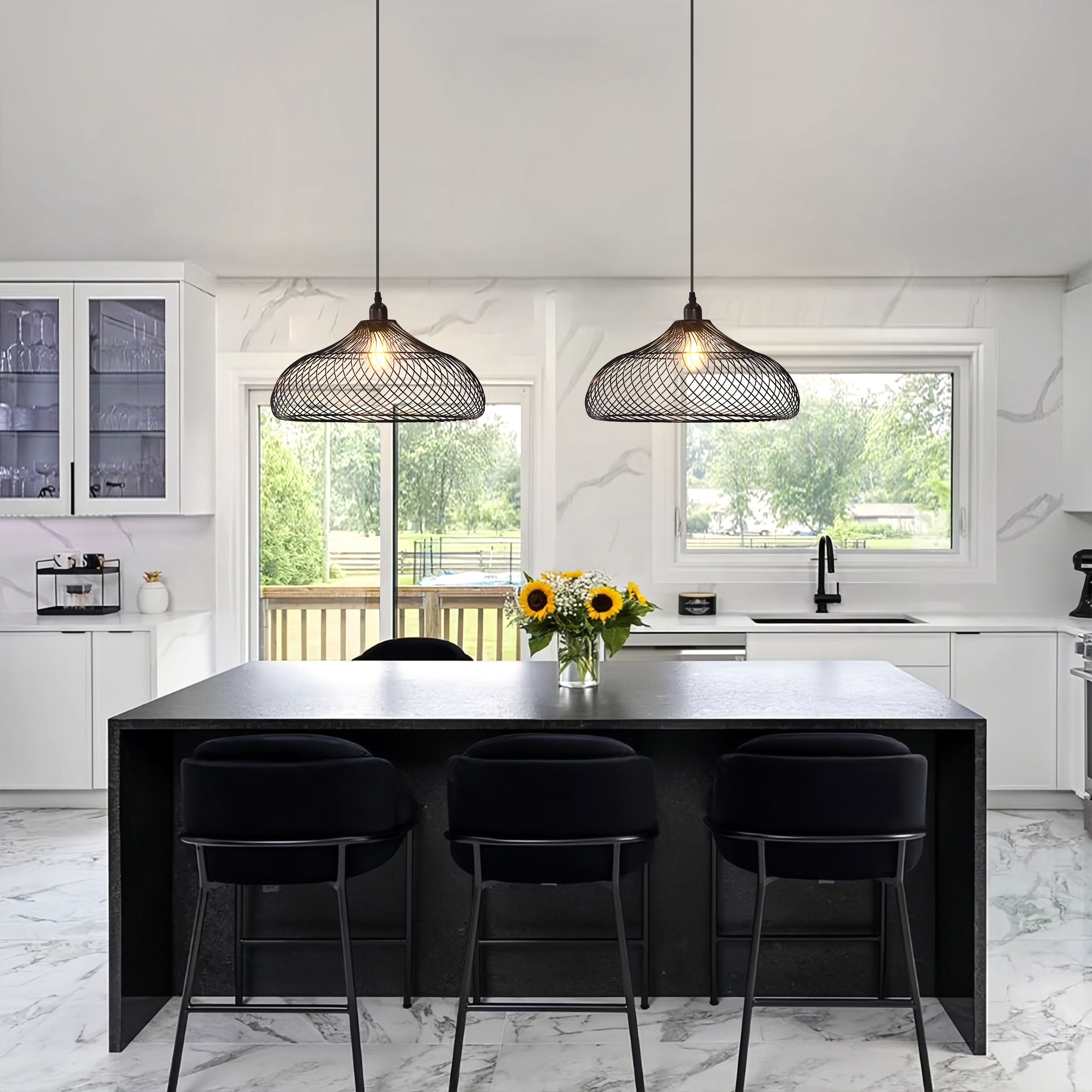 Lightsin Industrial Style Black Iron Pendant Light with Spiral Design Lightsin UK 