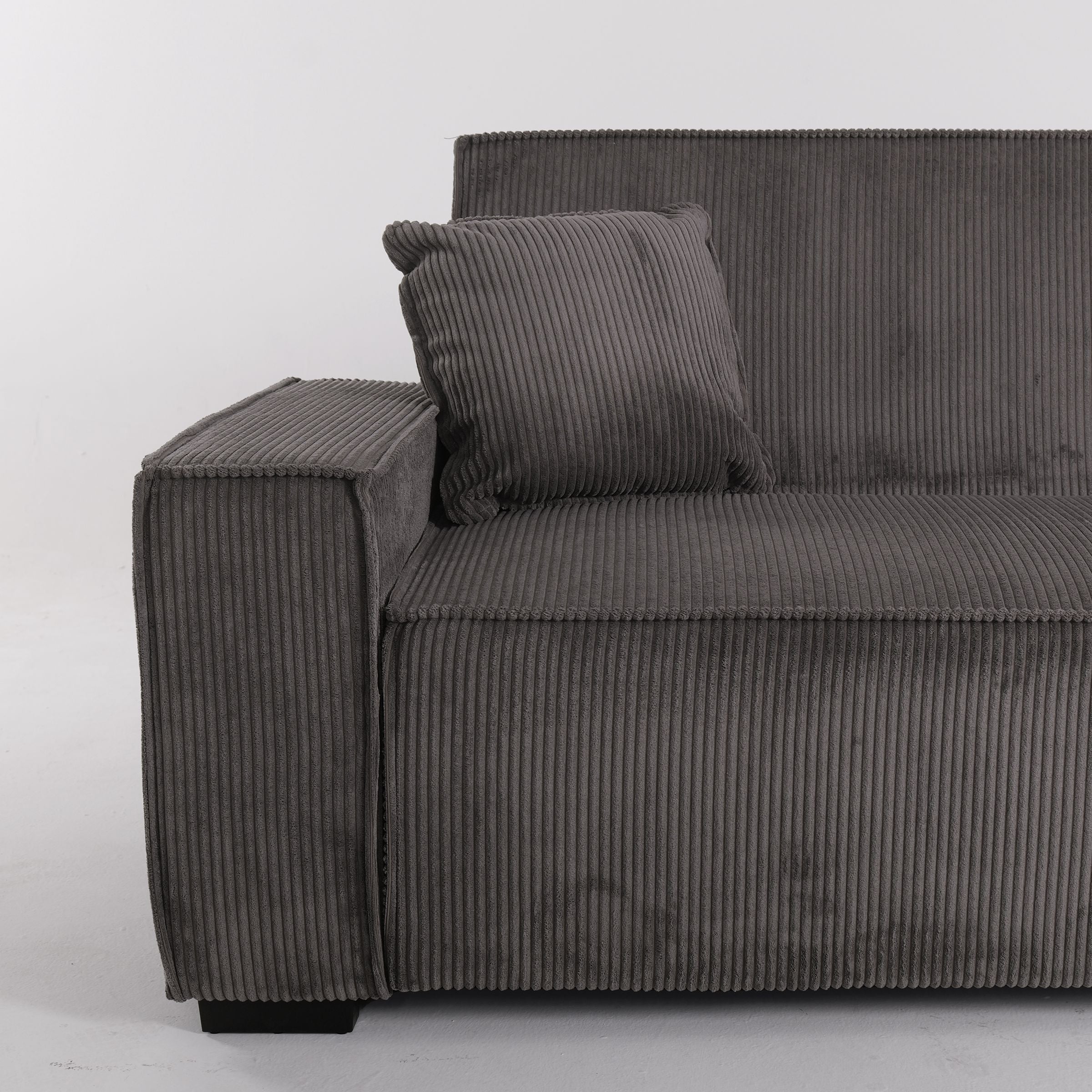 Grey Corduroy Sofa Bed with Adjustable Backrest and Spring Coil Support Living and Home 