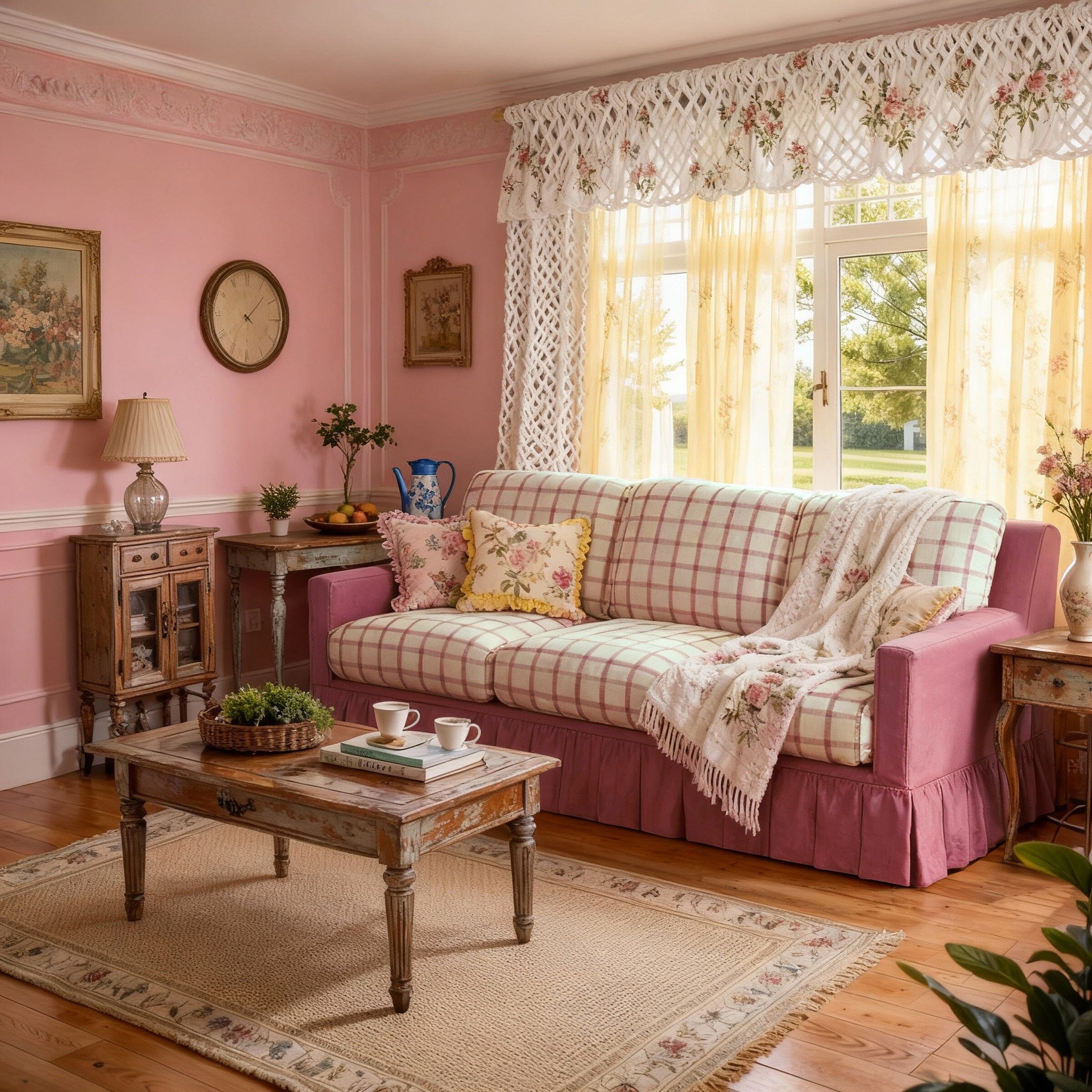 Cottonfy Country Check Sofa with Removable Skirted Covers Living and Home 