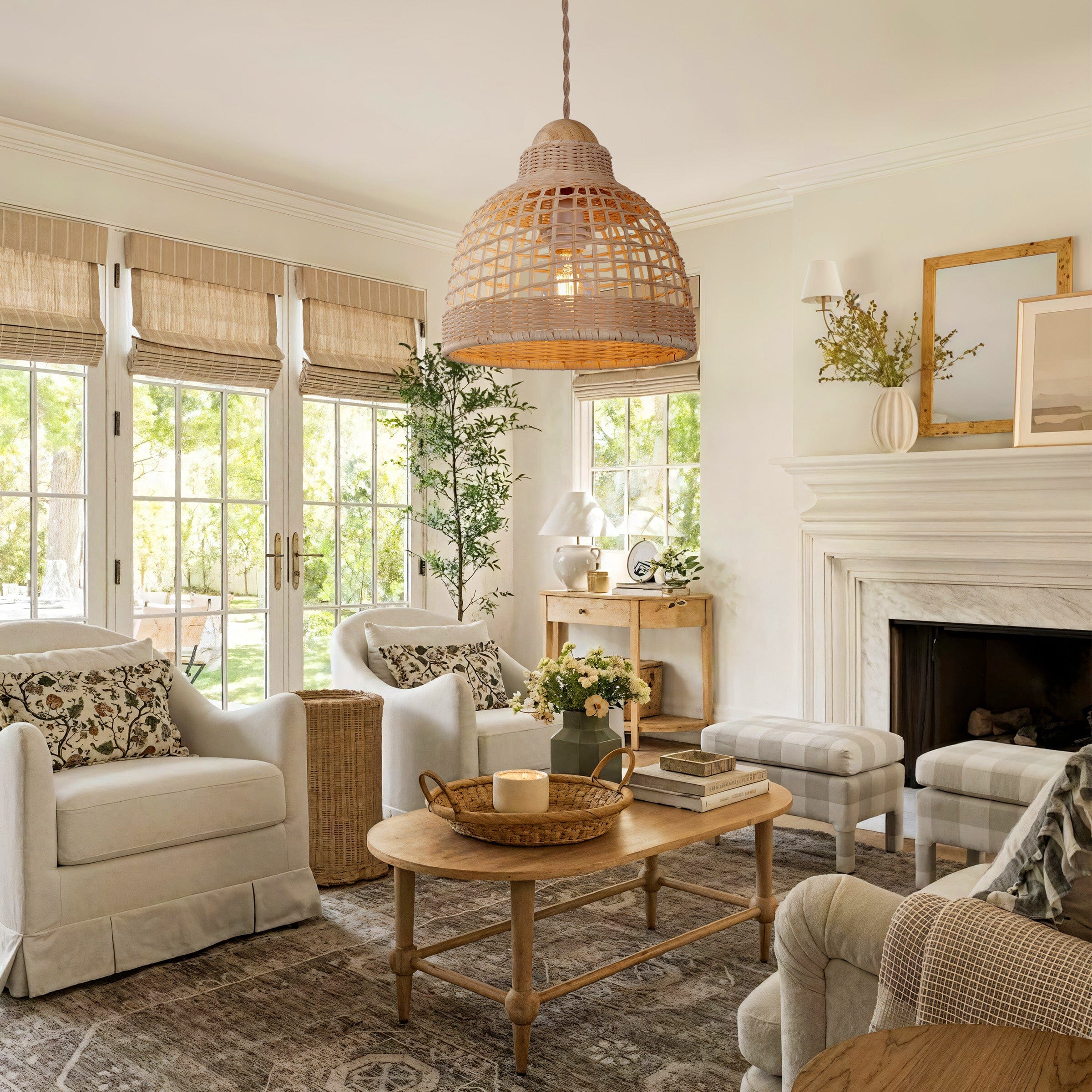 Lightsin Elegant Vintage Woven Rattan Minimalist Pendant Light Lightsin UK 45cm Dia 1 Unit 