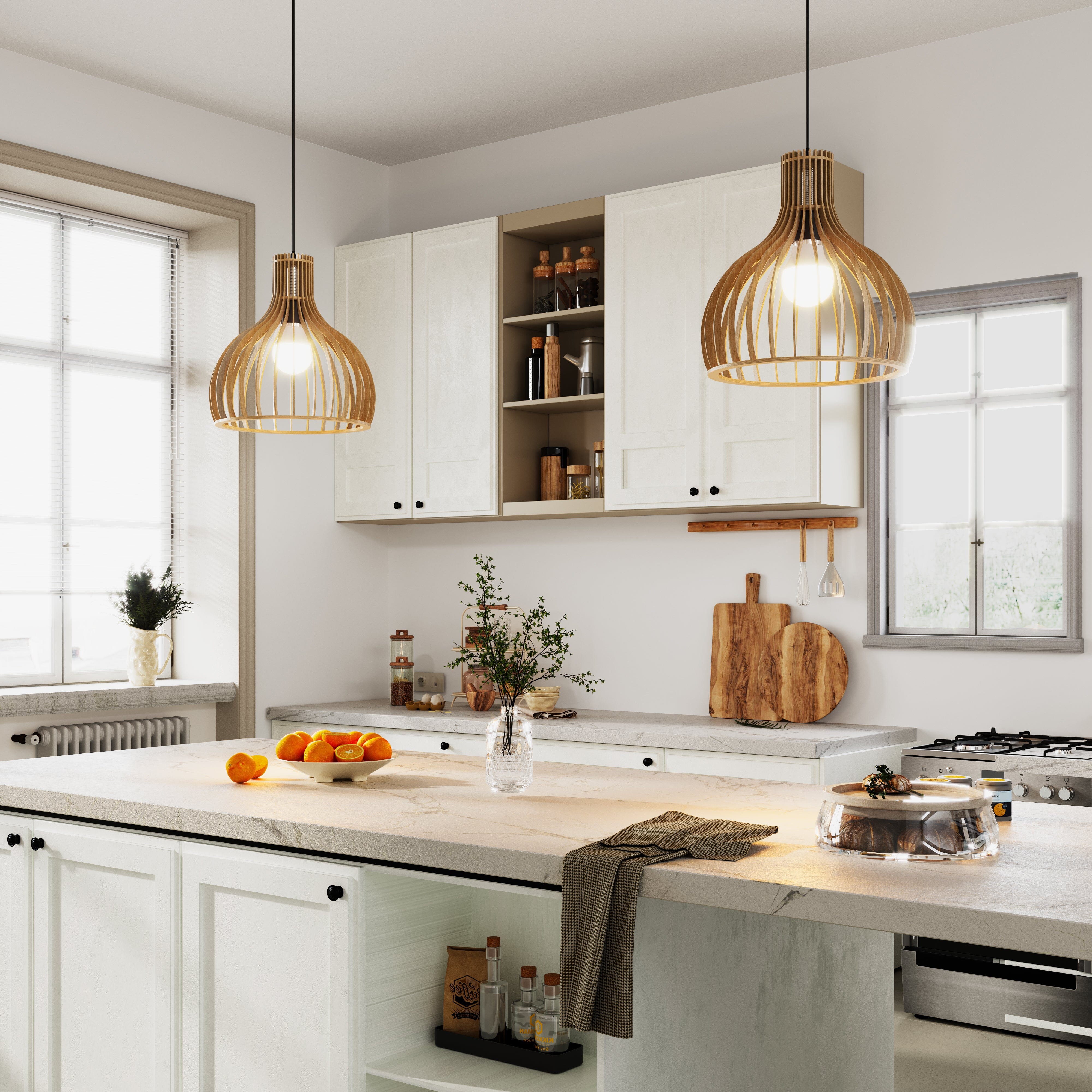 Lightsin Shadome-Nordic Wooden Cage Hanging Pendant Light Lightsin UK 