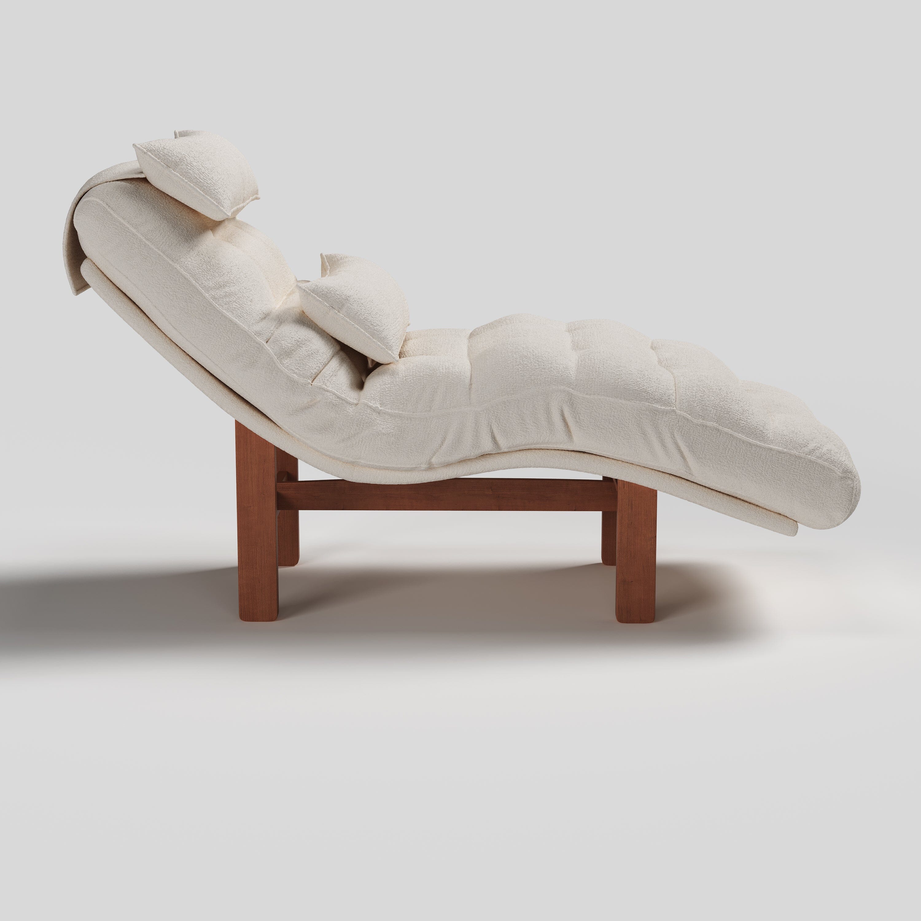 Cottonfy Modern Ergonomic Corduroy Chaise Lounge with Natural Wooden Frame Living and Home 