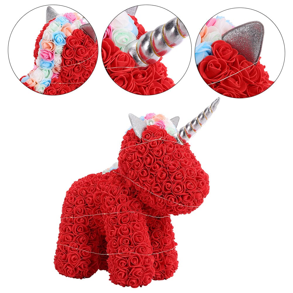 Simulation Foam Forever Rose Red Unicorn Gift Box with Warm Light Strip Living and Home 