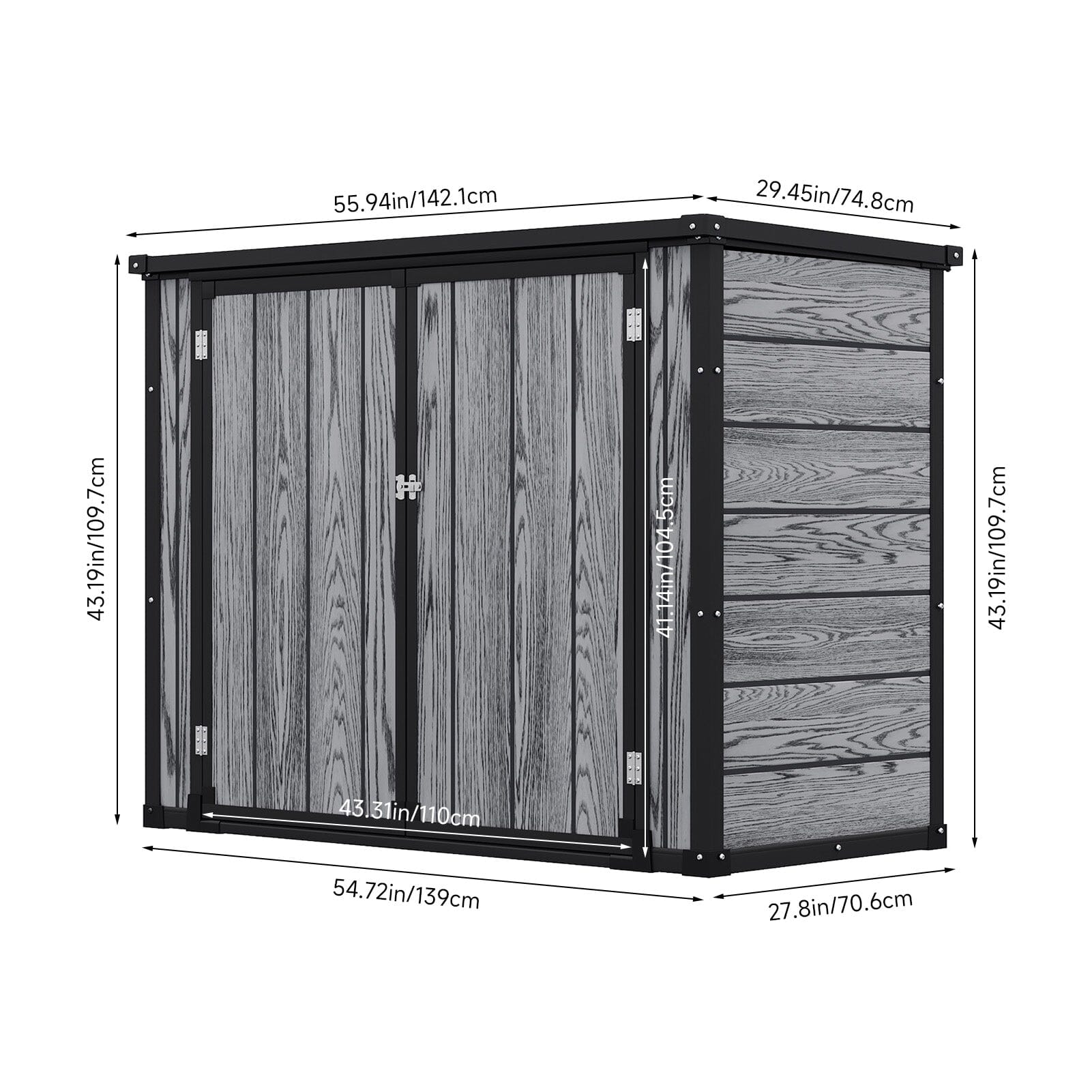 4x2ft Plastic Waterproof Grey Garden Tool Bicycle Storage Shed Living and Home 
