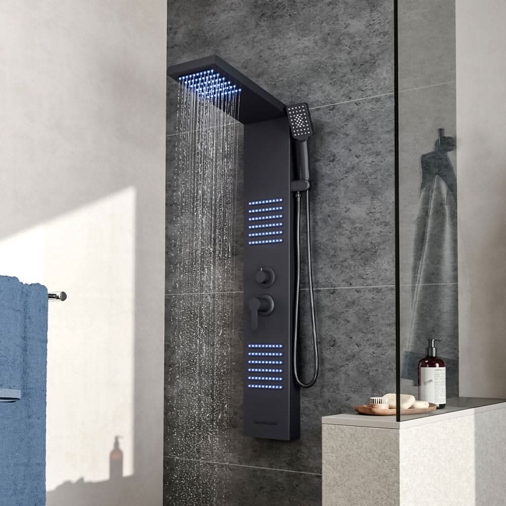 4 1 Bathroom Thermostatic Tower Shower Panel Wall Mounted