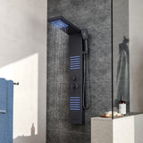 4 in 1 Bathroom Black Thermostatic Tower Shower Panel Wall Mounted