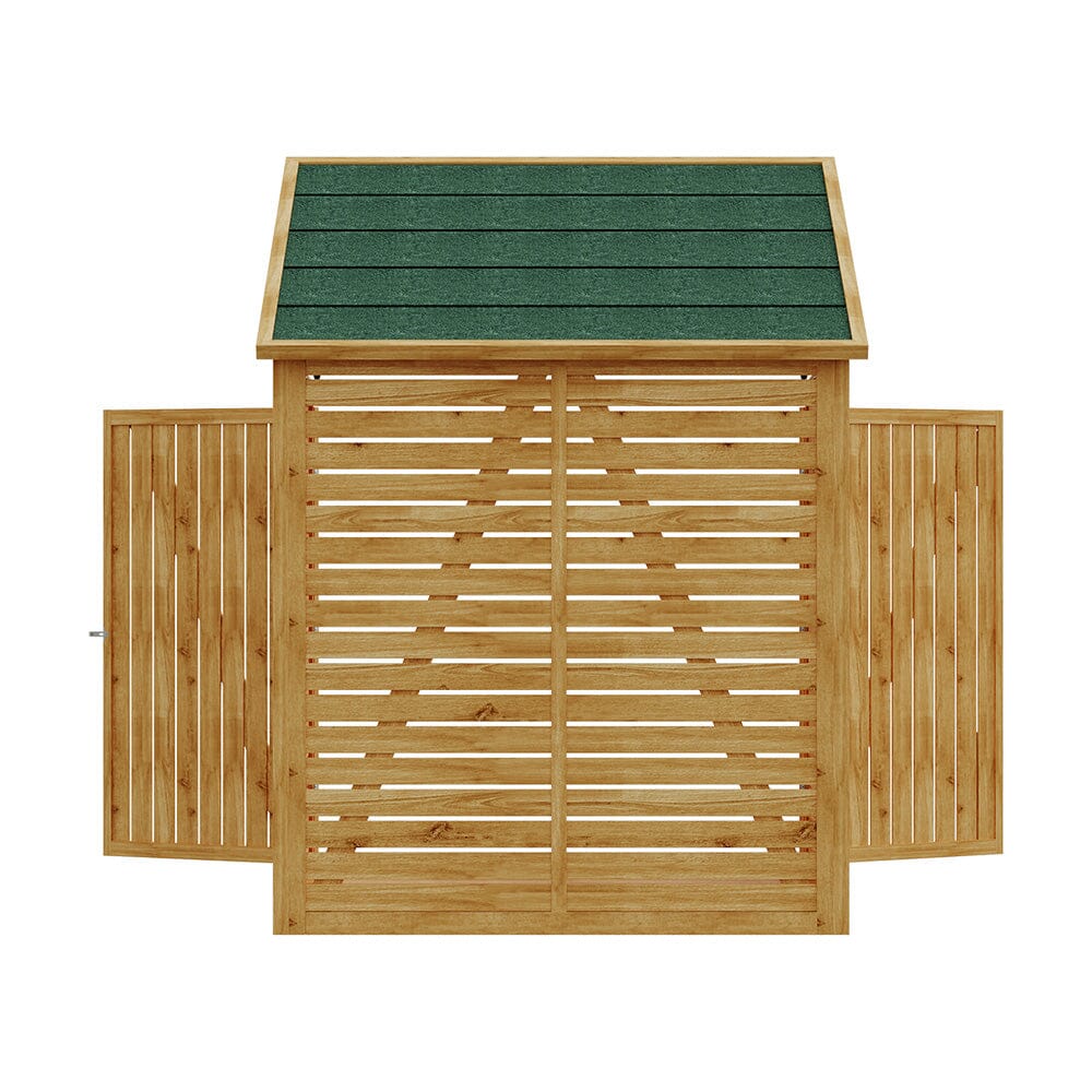 Wooden Bicycle Shed with Asphalt Roof and Steel Locking Door Living and Home 